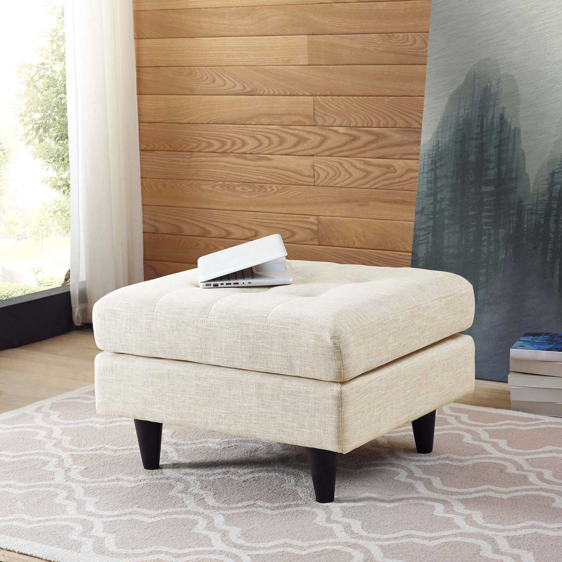 Era Rectangular Upholstered Fabric Ottoman Beige - Image 4