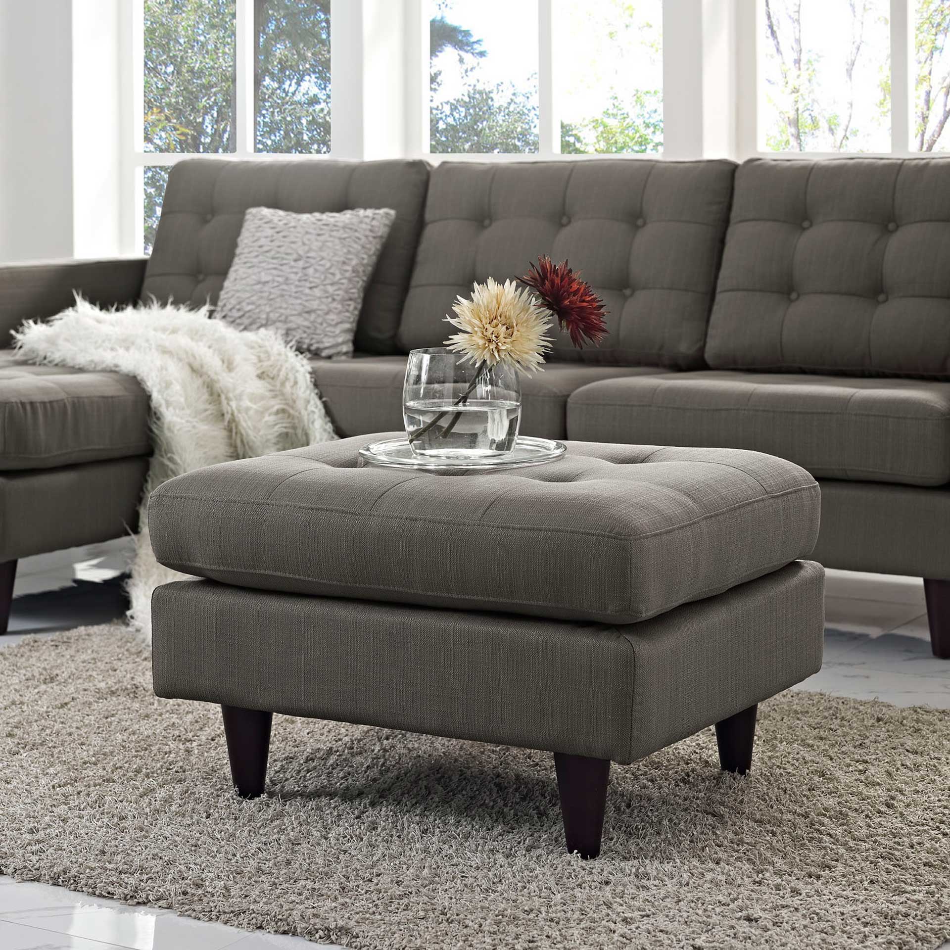 Era Rectangular Upholstered Fabric Ottoman Granite - Image 4