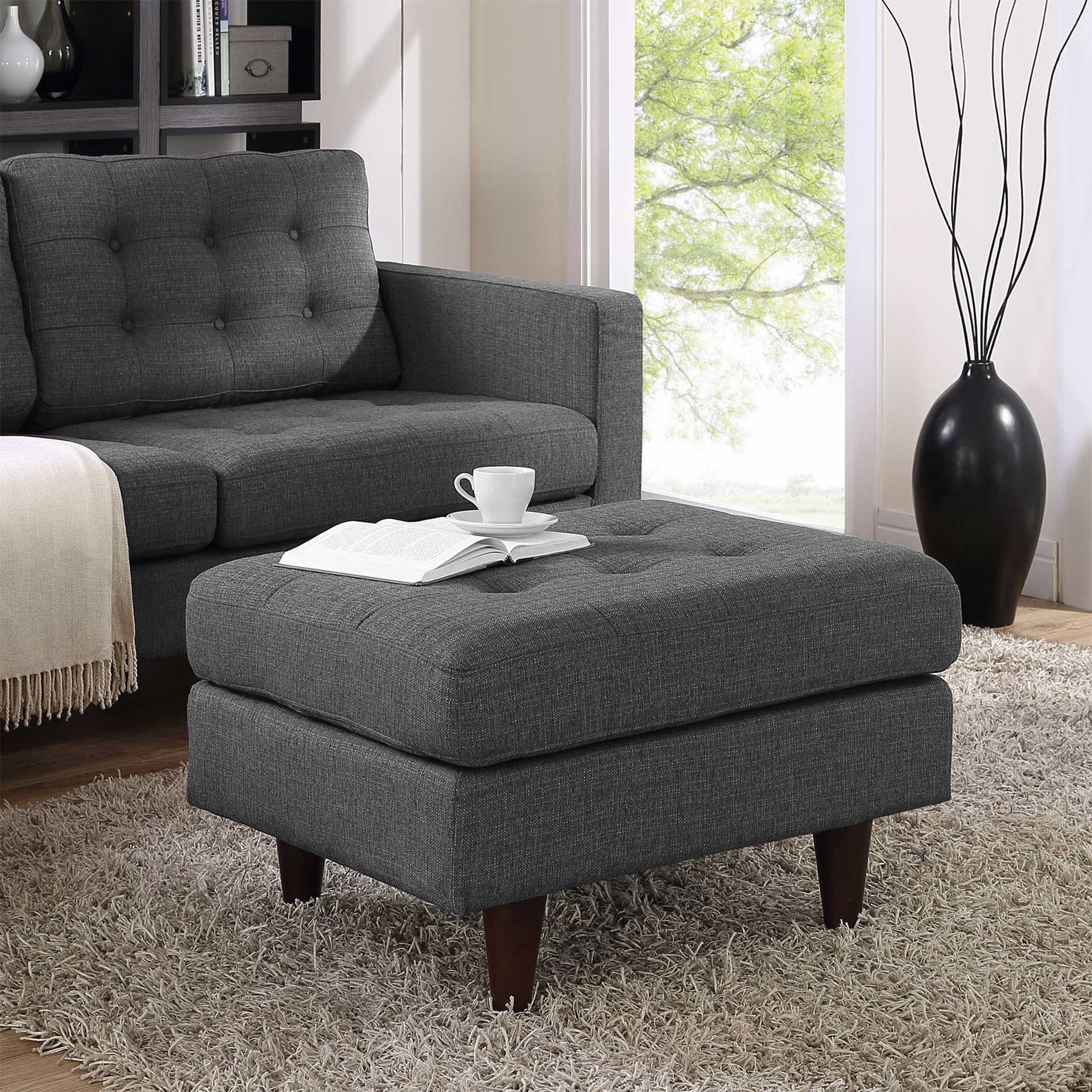 Era Rectangular Upholstered Fabric Ottoman Gray - Image 4