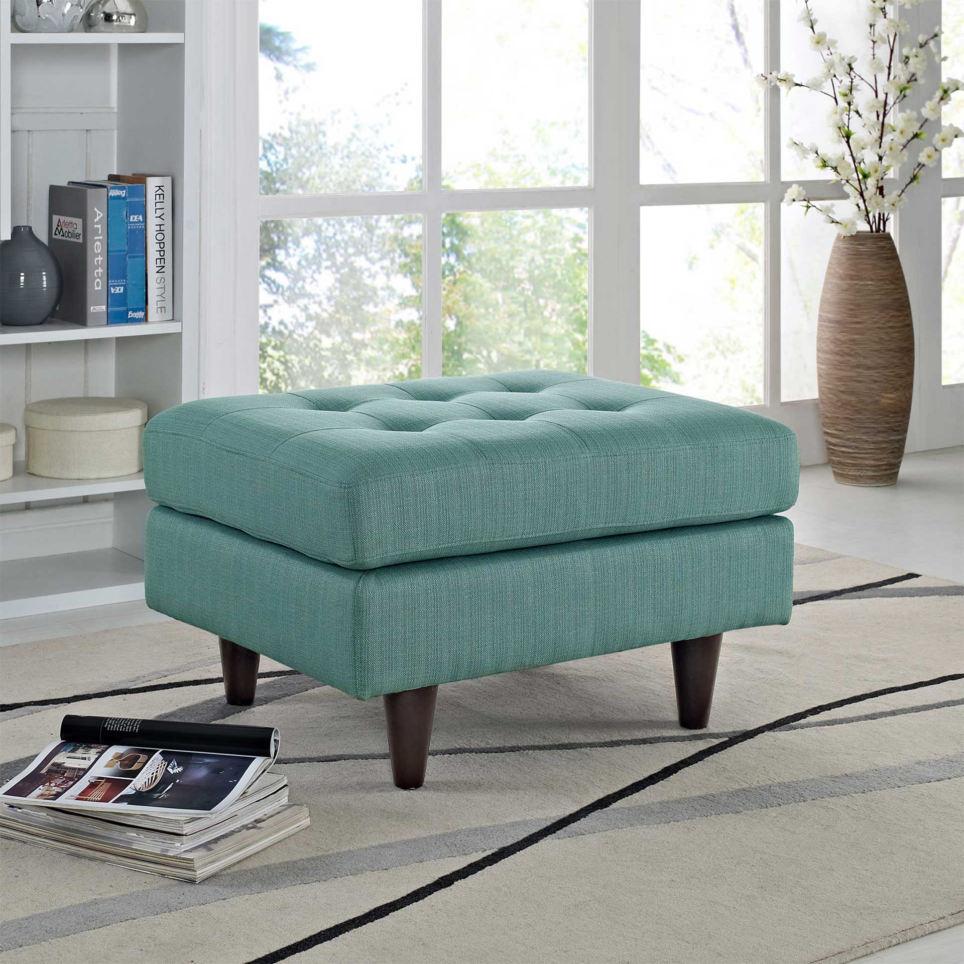 Era Rectangular Upholstered Fabric Ottoman Laguna - Image 4