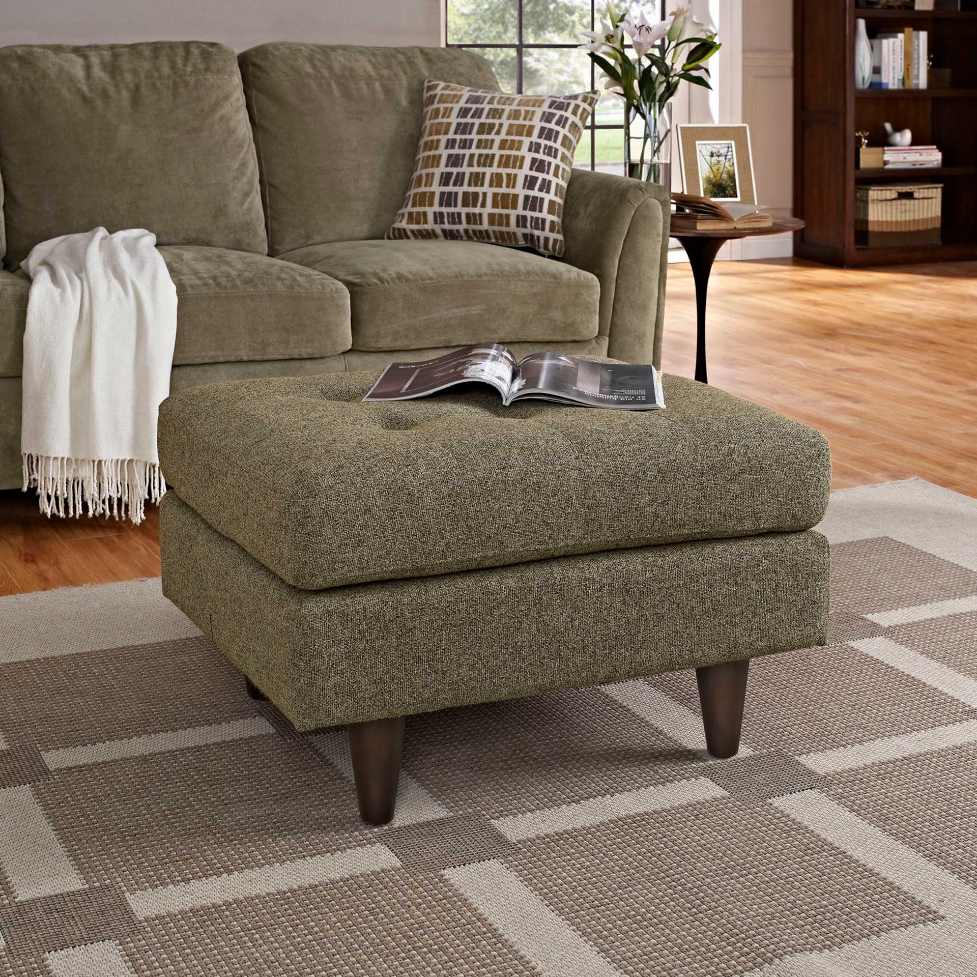 Era Rectangular Upholstered Fabric Ottoman Oatmeal - Image 4