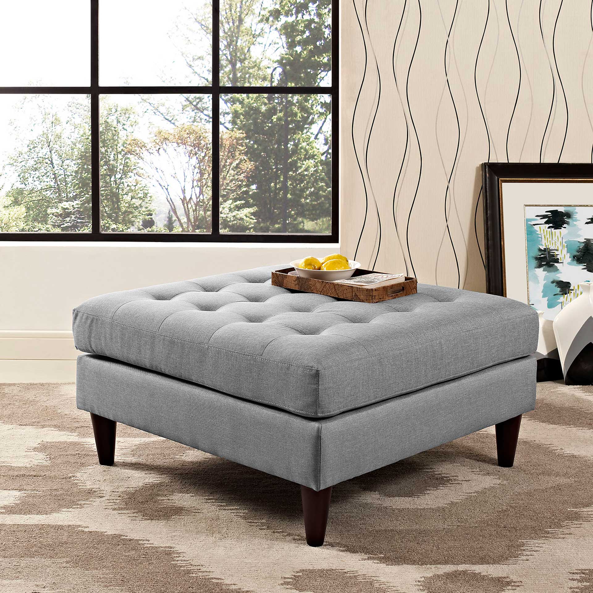 Era Square Upholstered Fabric Ottoman Light Gray - Image 4