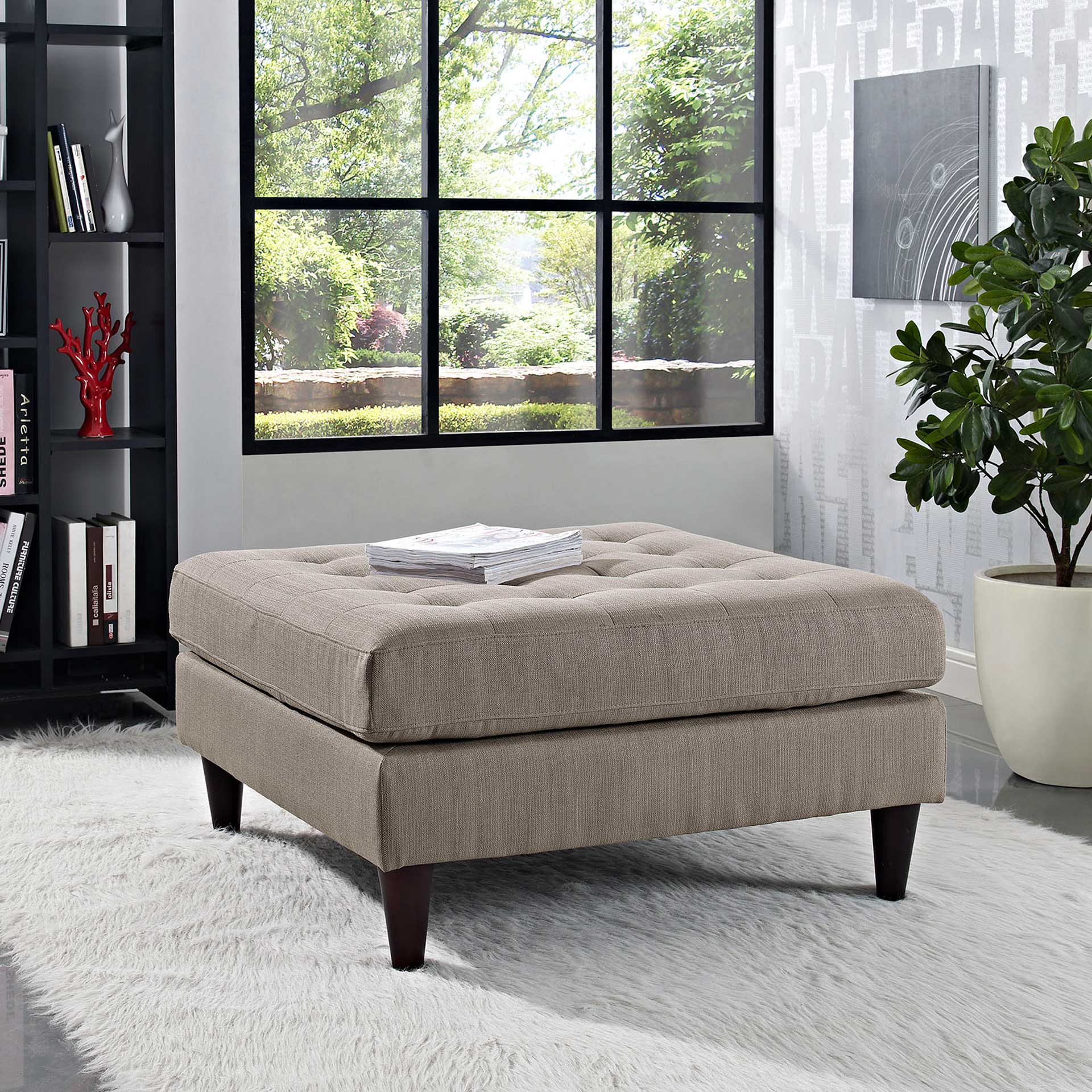 Era Square Upholstered Fabric Ottoman Granite - Image 4