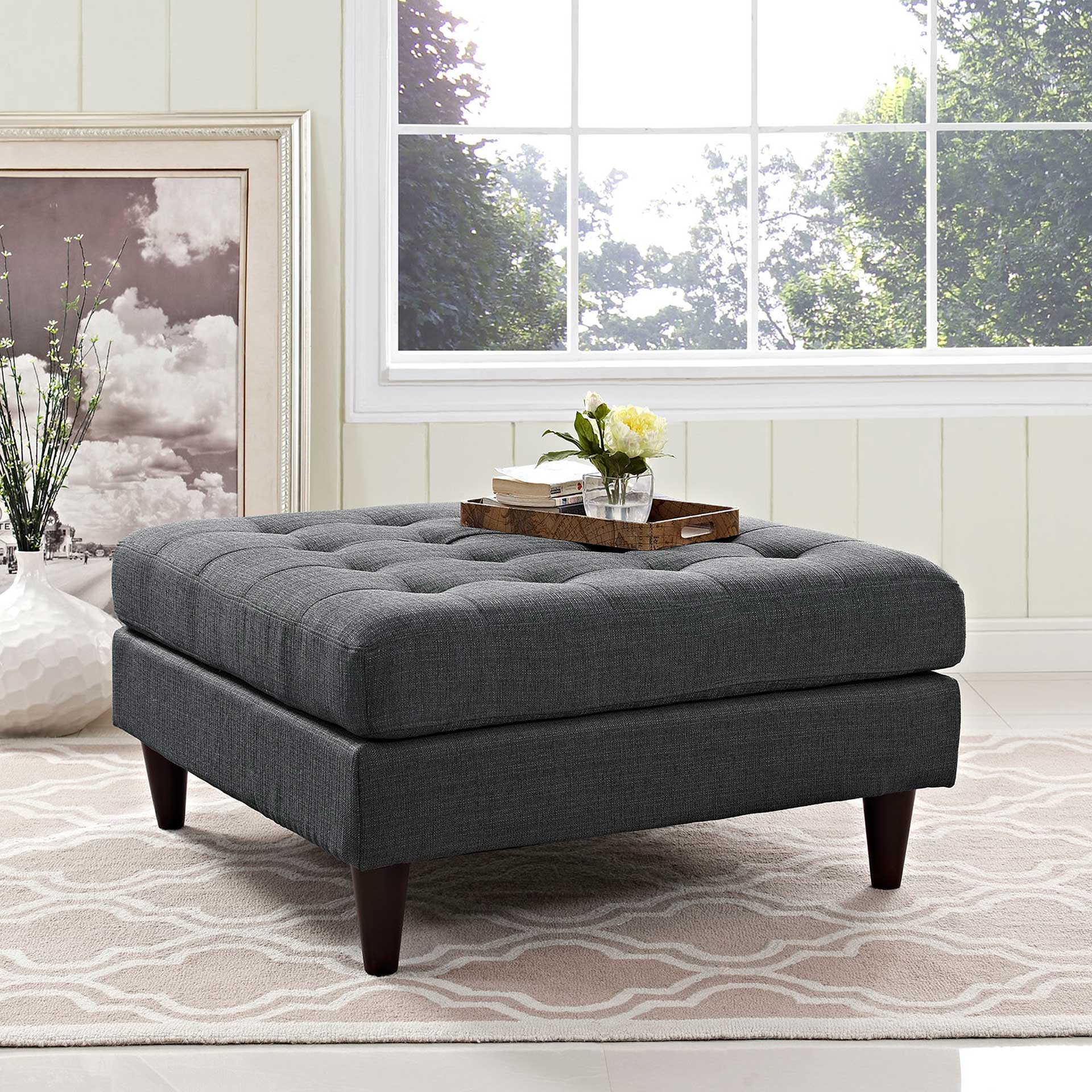 Era Square Upholstered Fabric Ottoman Gray - Image 4
