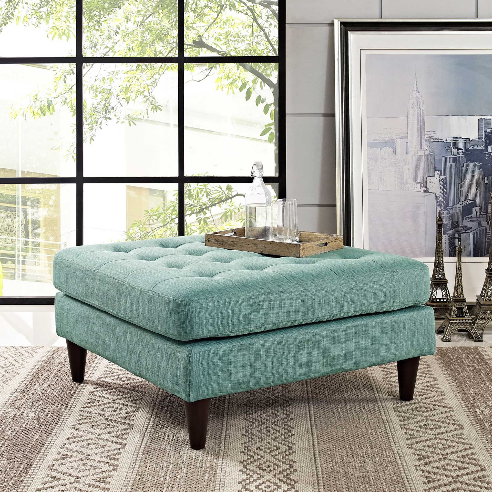 Era Square Upholstered Fabric Ottoman Laguna - Image 4