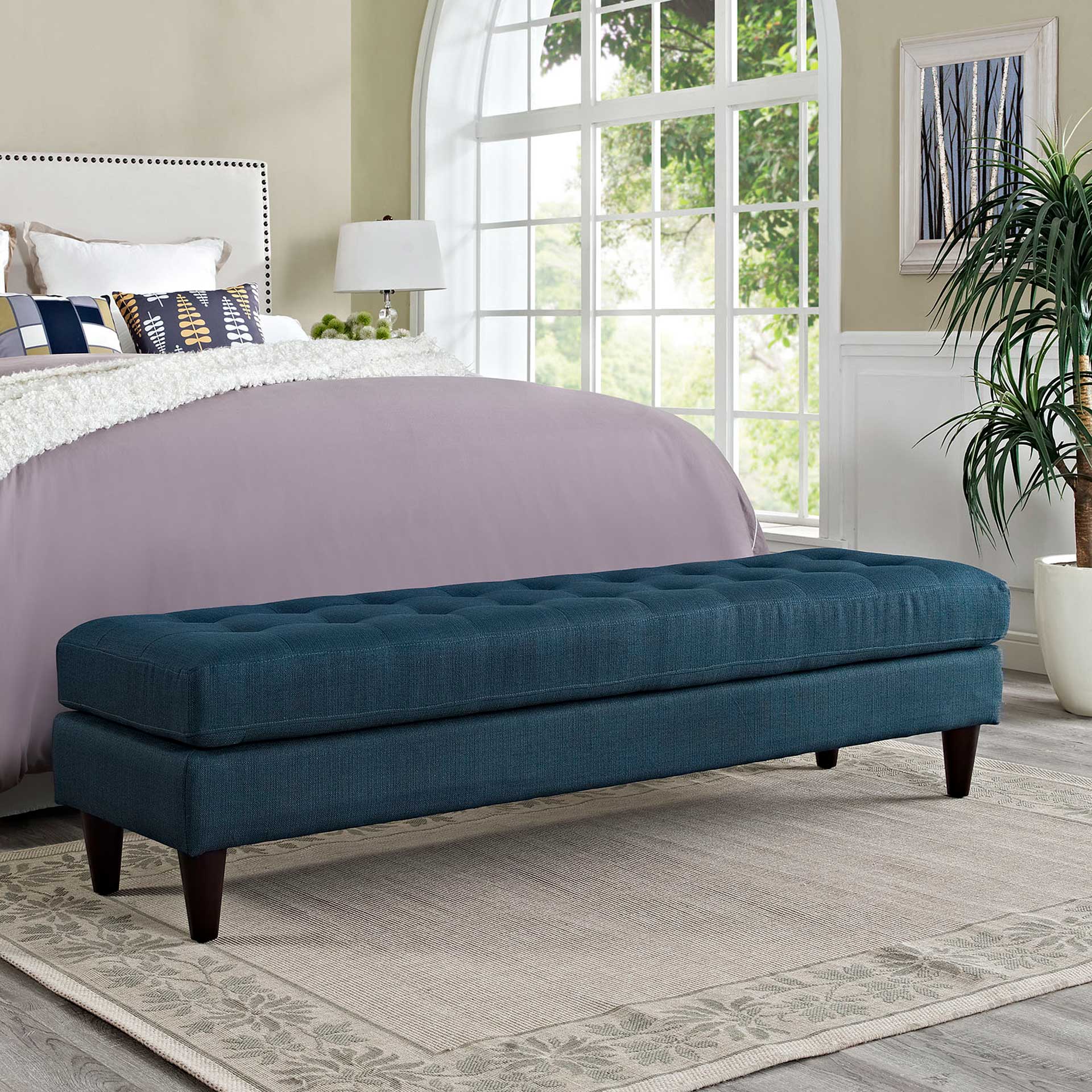 Era Upholstered Fabric Bench Azure - Image 4
