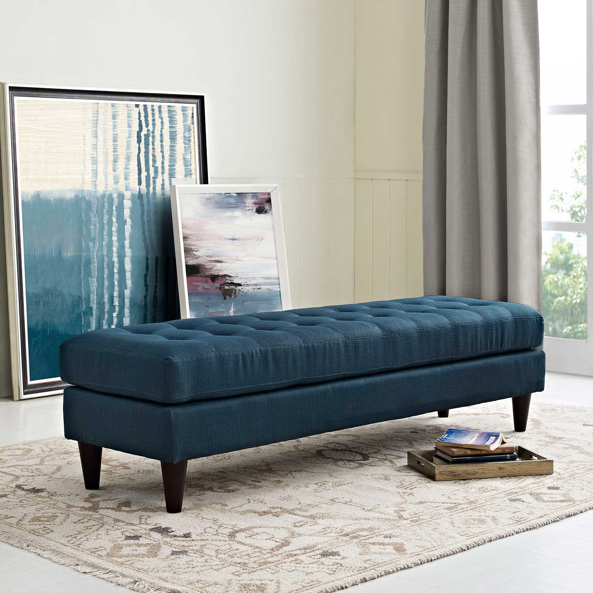 Era Upholstered Fabric Bench Azure - Image 5