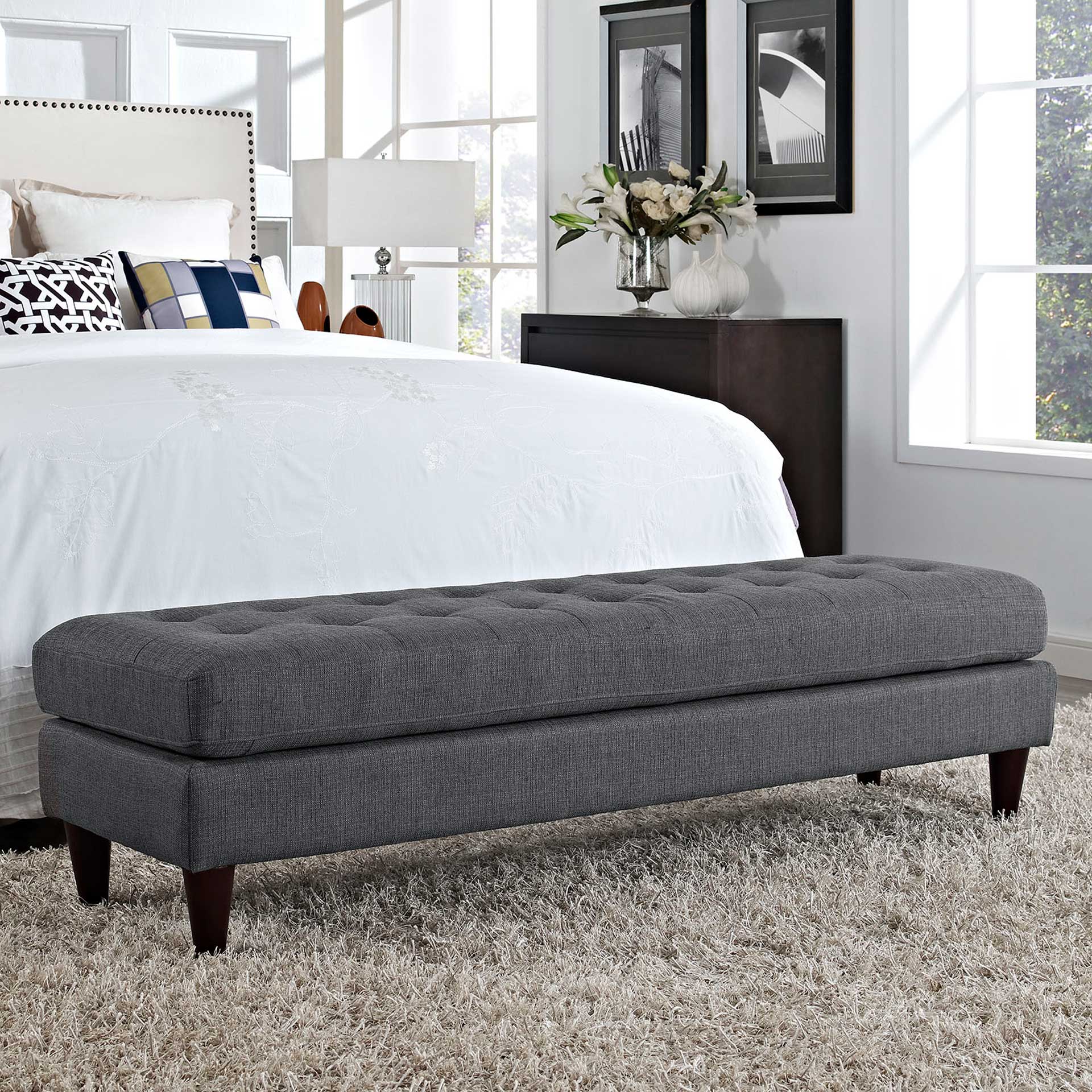 Era Upholstered Fabric Bench Gray - Image 4