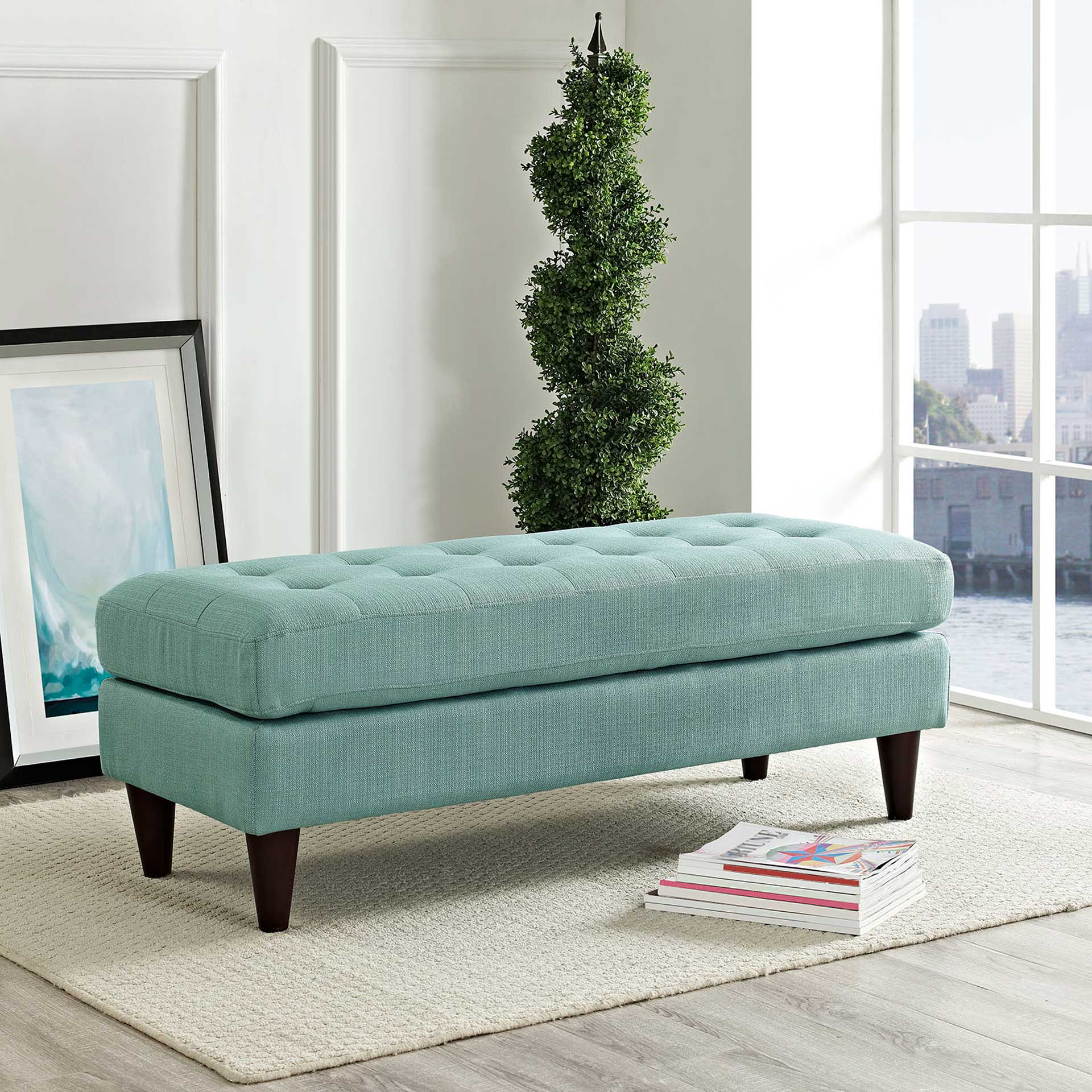 Era Upholstered Fabric Bench Laguna - Image 9