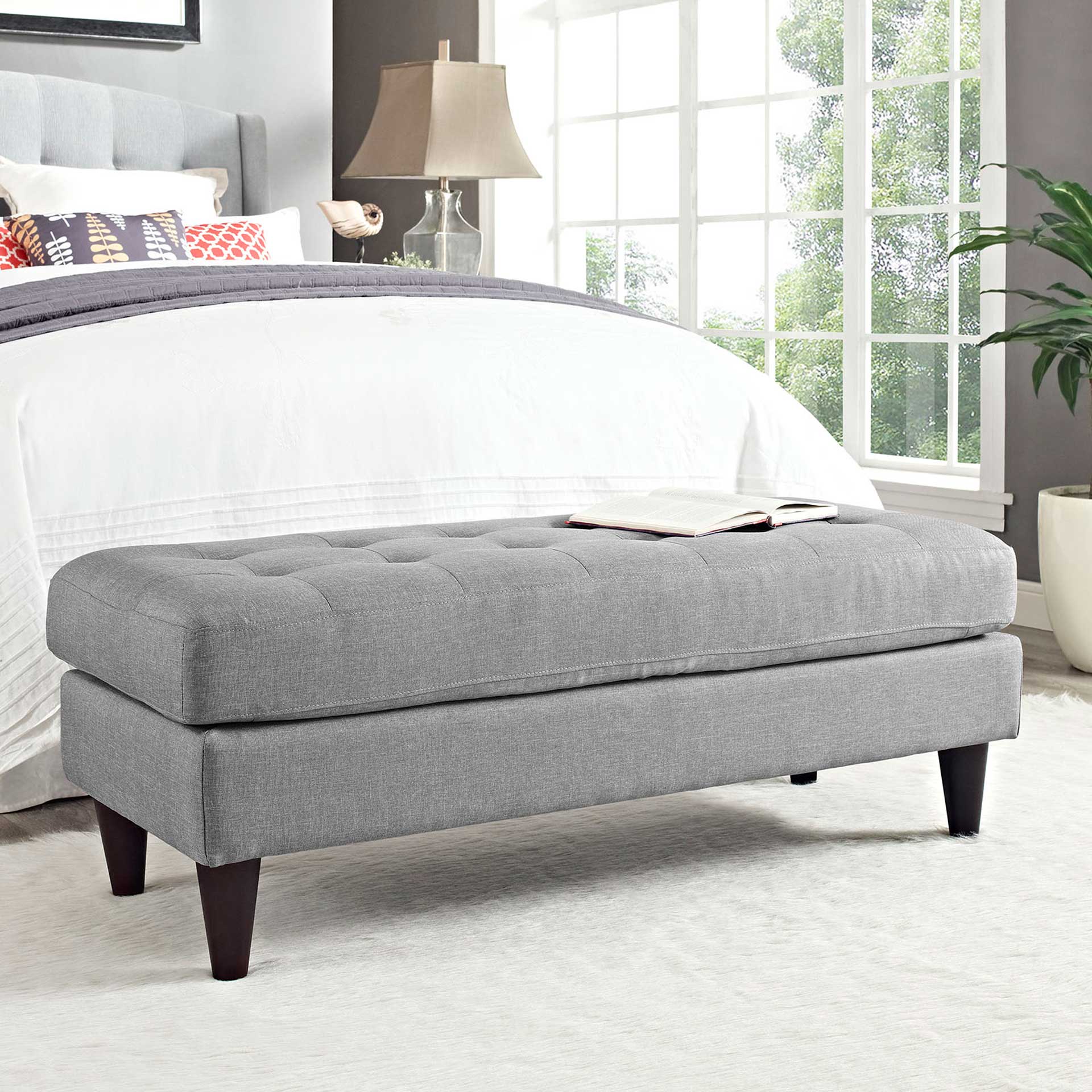 Era Upholstered Fabric Bench Light Gray - Image 10