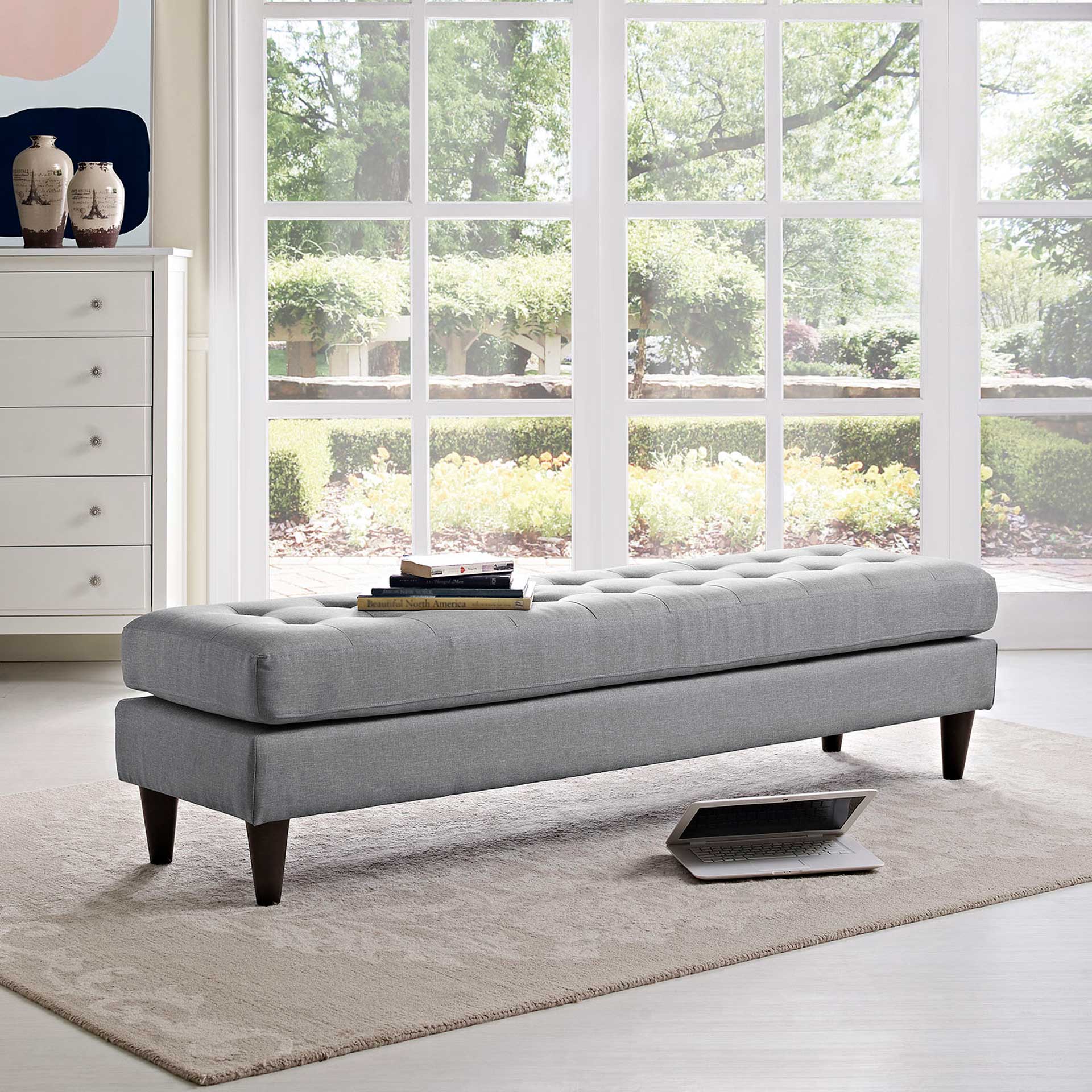 Era Upholstered Fabric Bench Light Gray - Image 5