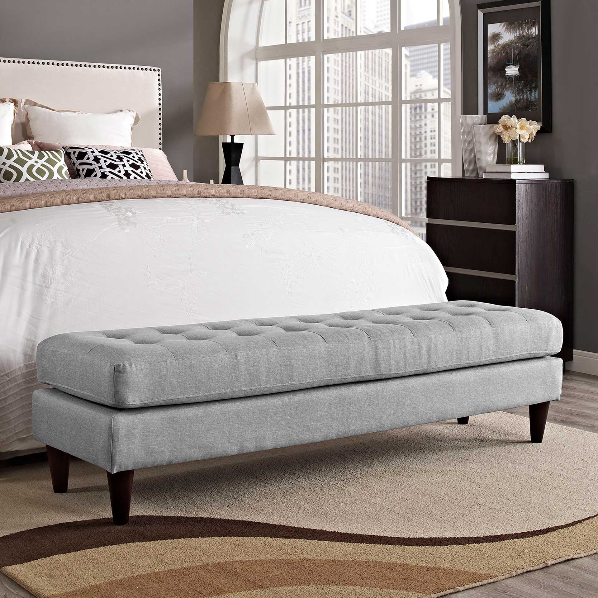 Era Upholstered Fabric Bench Light Gray - Image 6