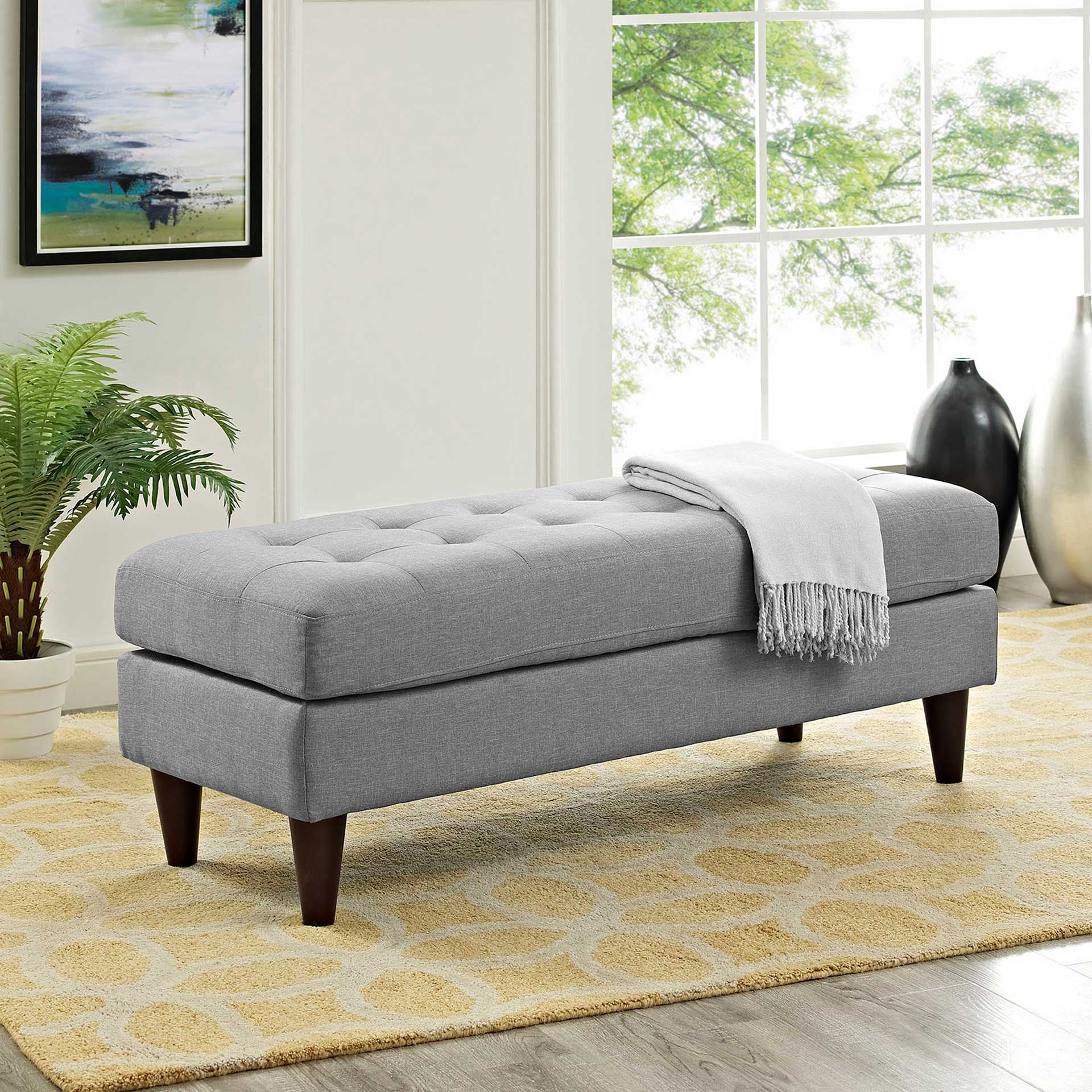 Era Upholstered Fabric Bench Light Gray - Image 9