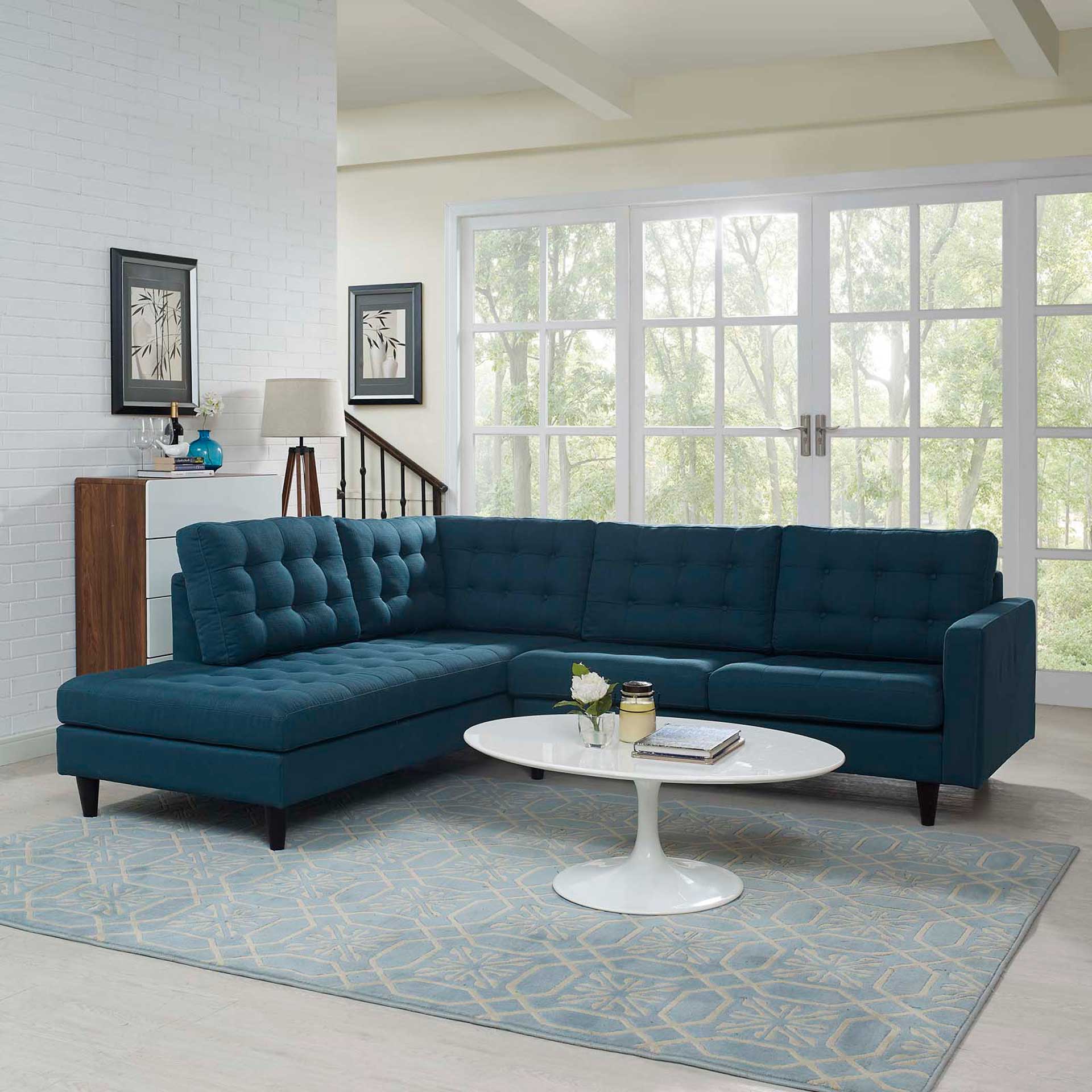 Era Upholstered Fabric Bumper Sectional Azure - Image 8