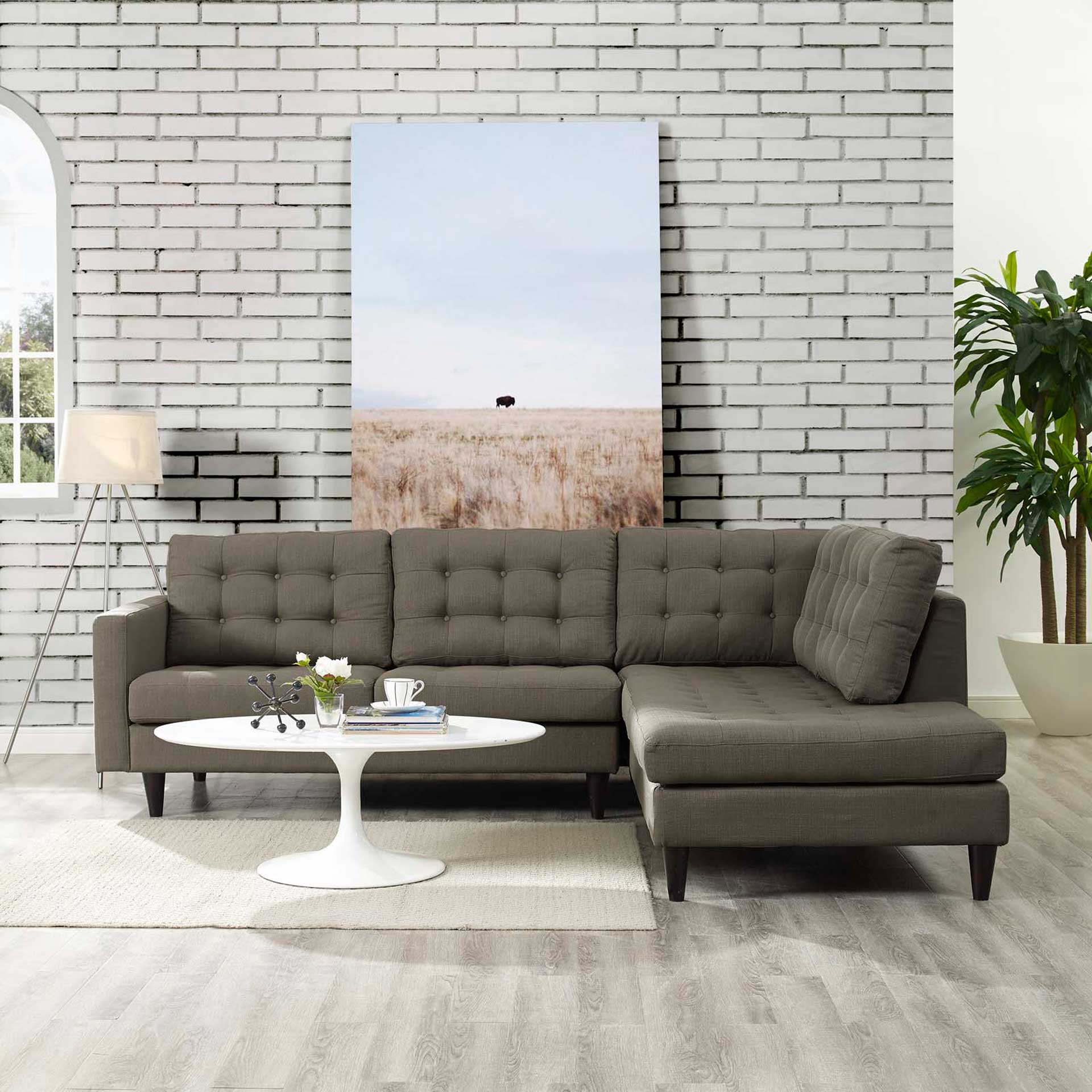 Era Upholstered Fabric Bumper Sectional Granite - Image 16