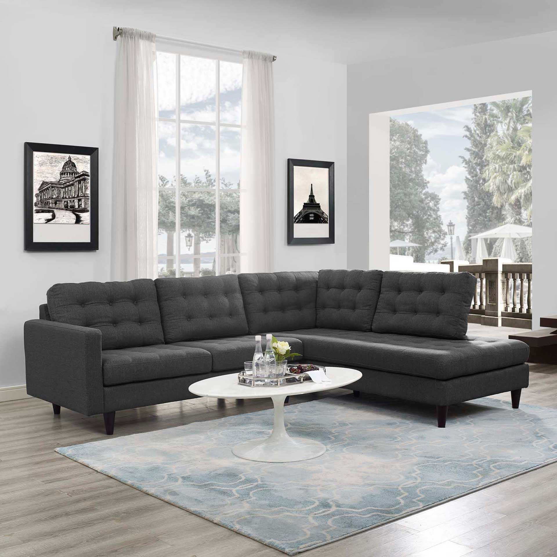 Era Upholstered Fabric Bumper Sectional Gray - Image 16