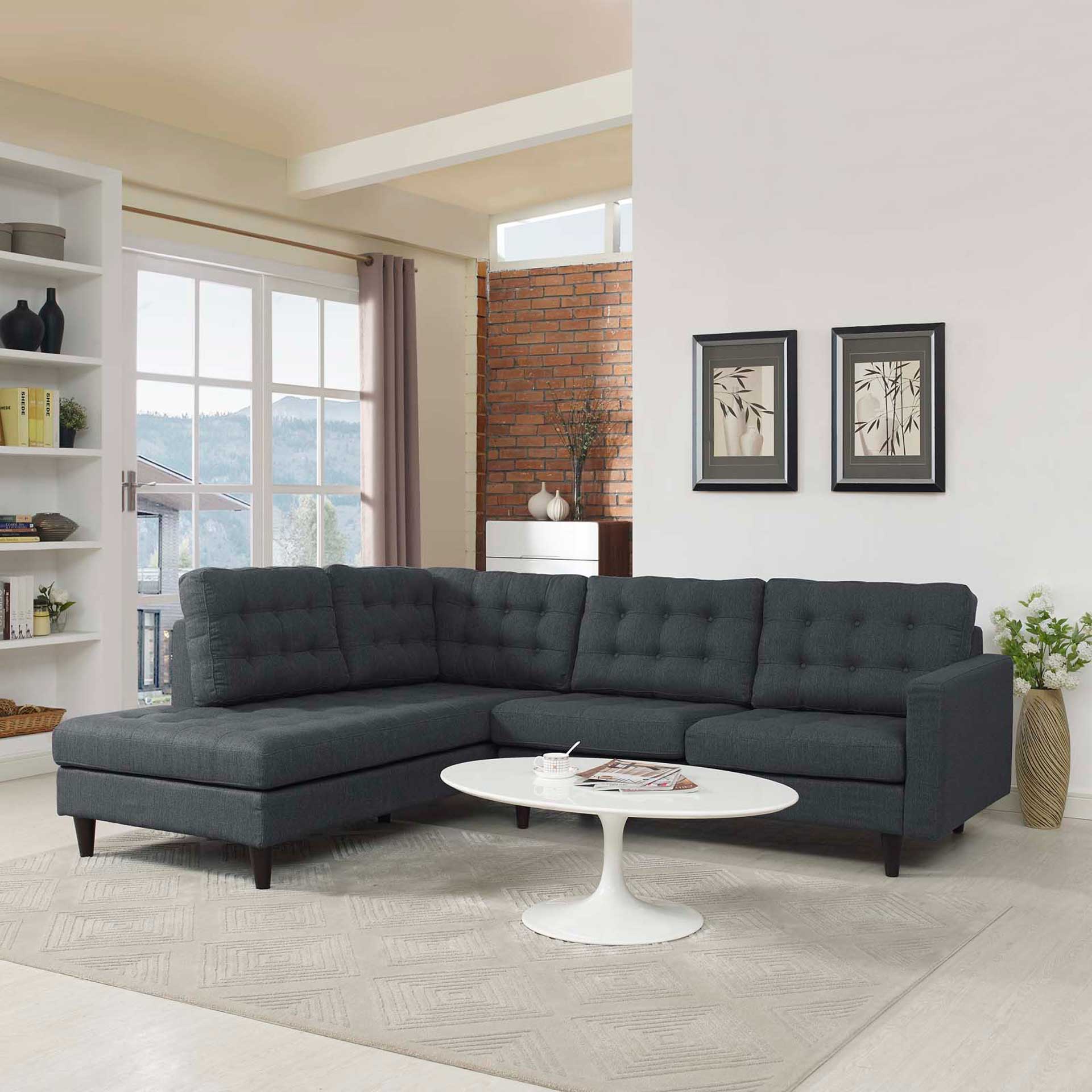 Era Upholstered Fabric Bumper Sectional Gray - Image 8