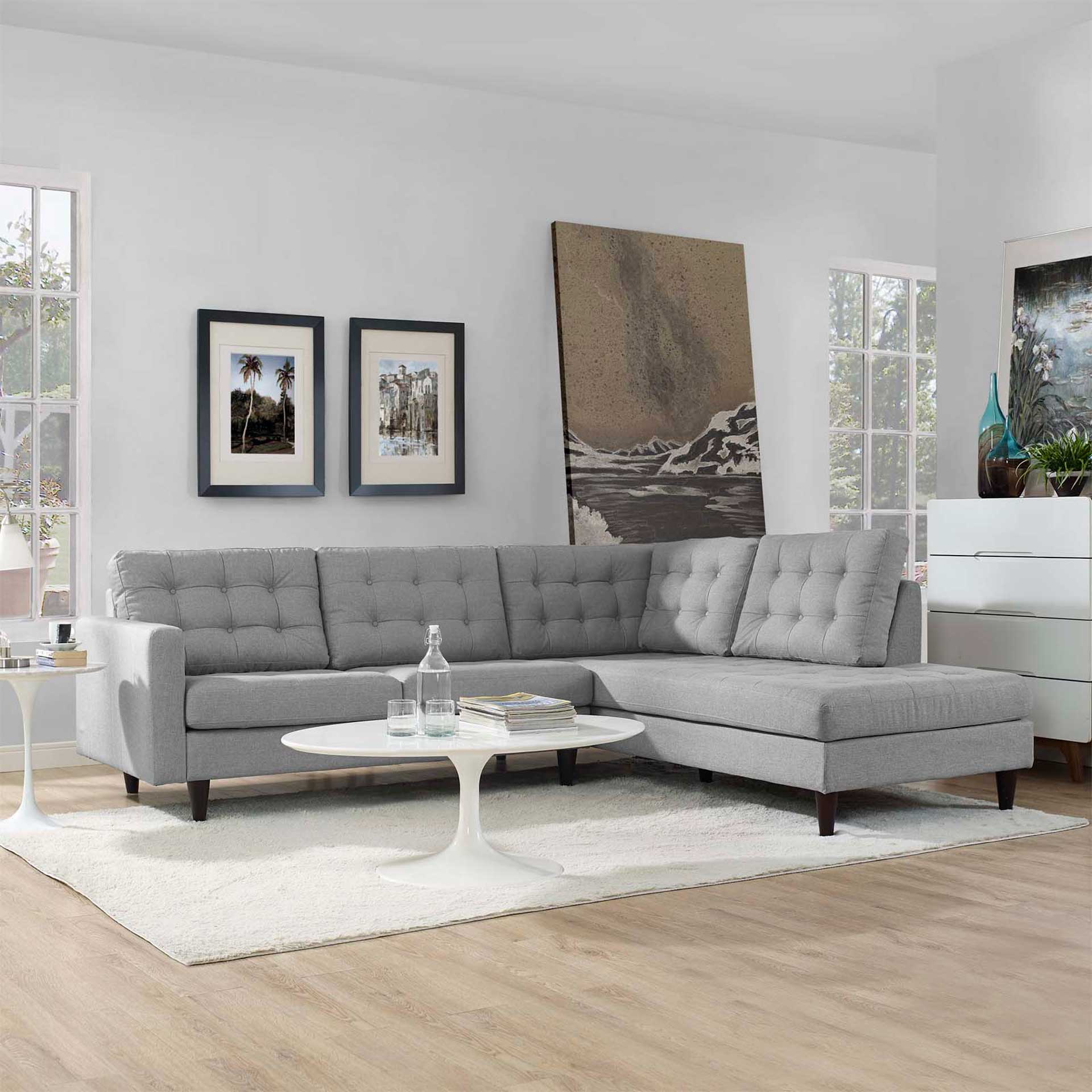 Era Upholstered Fabric Bumper Sectional Light Gray - Image 16