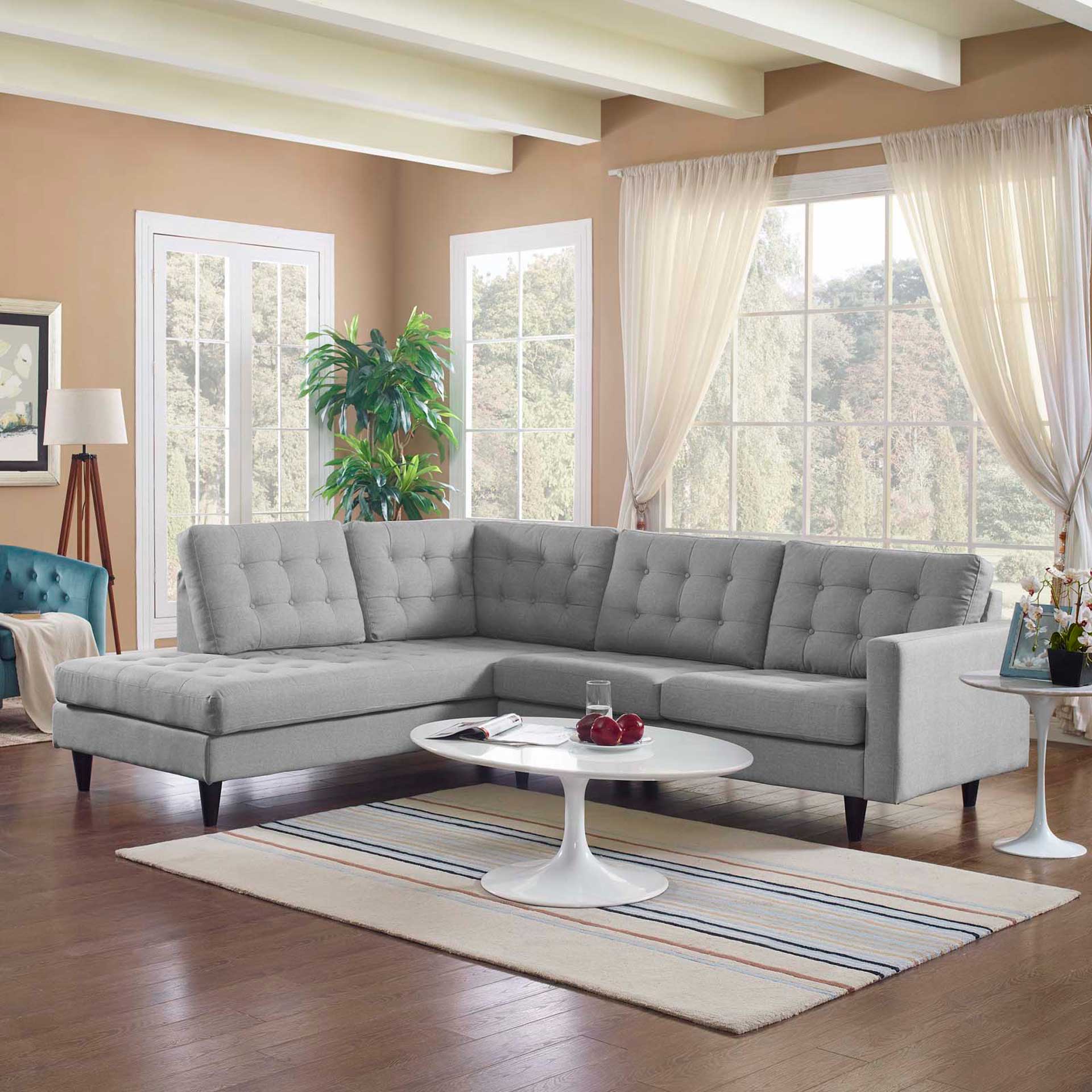 Era Upholstered Fabric Bumper Sectional Light Gray - Image 8