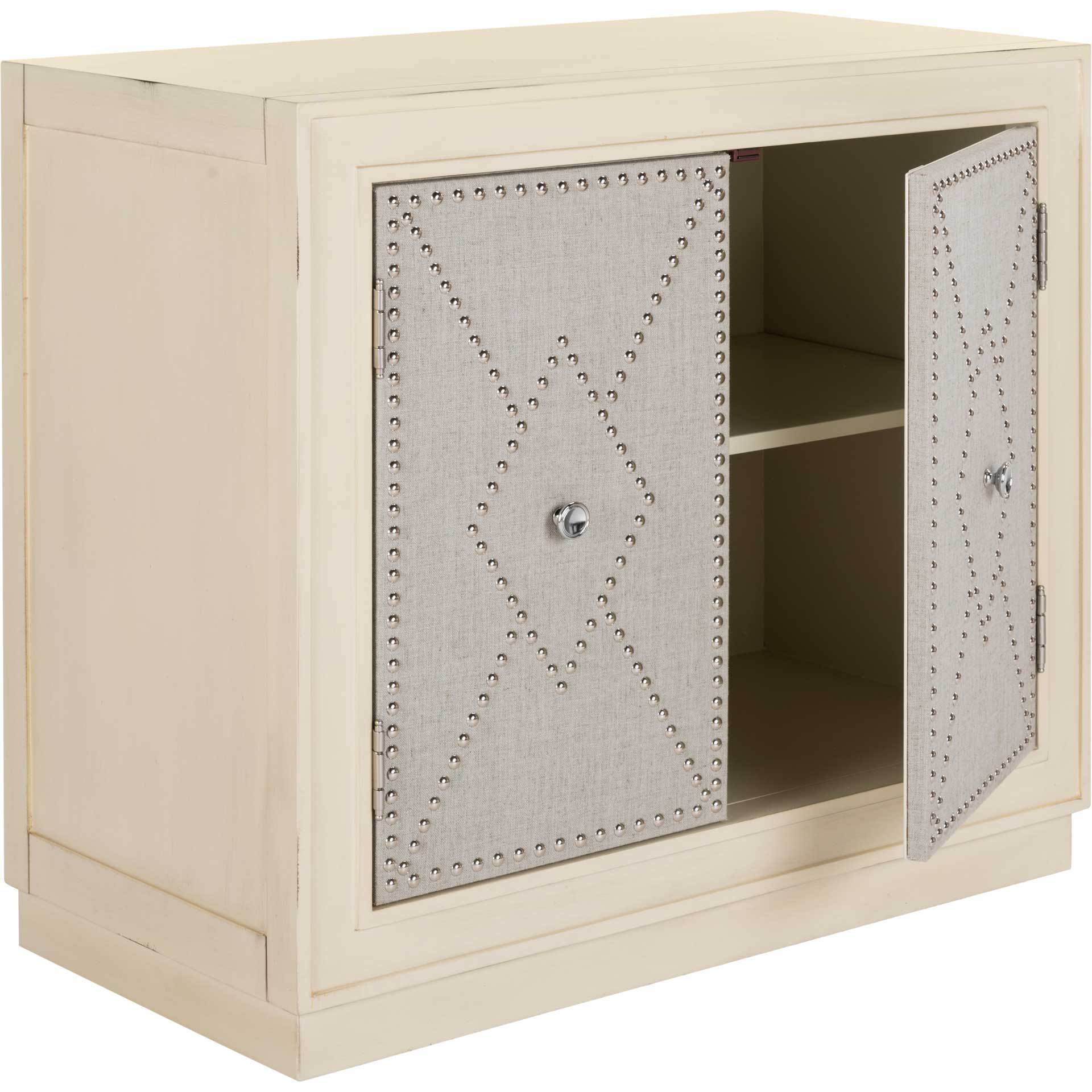Erabella 2 Door Chest Light Gray Linen/Nickel/Mirror - Image 2