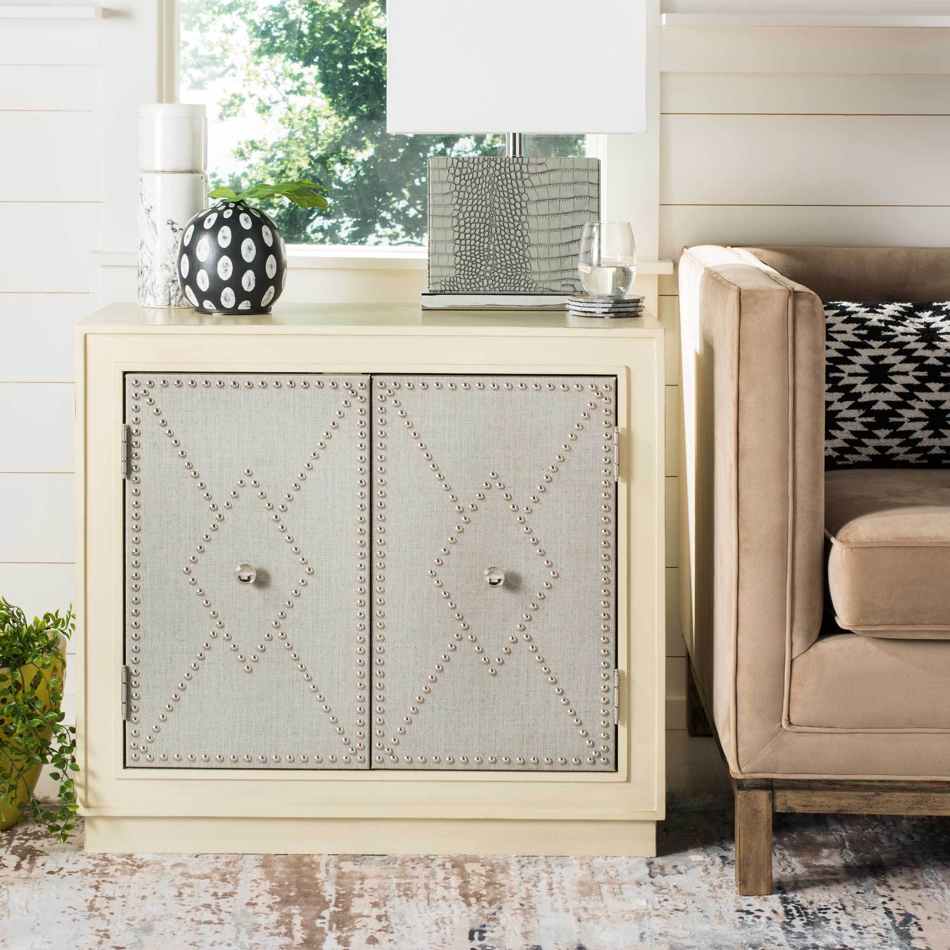 Erabella 2 Door Chest Light Gray Linen/Nickel/Mirror - Image 8
