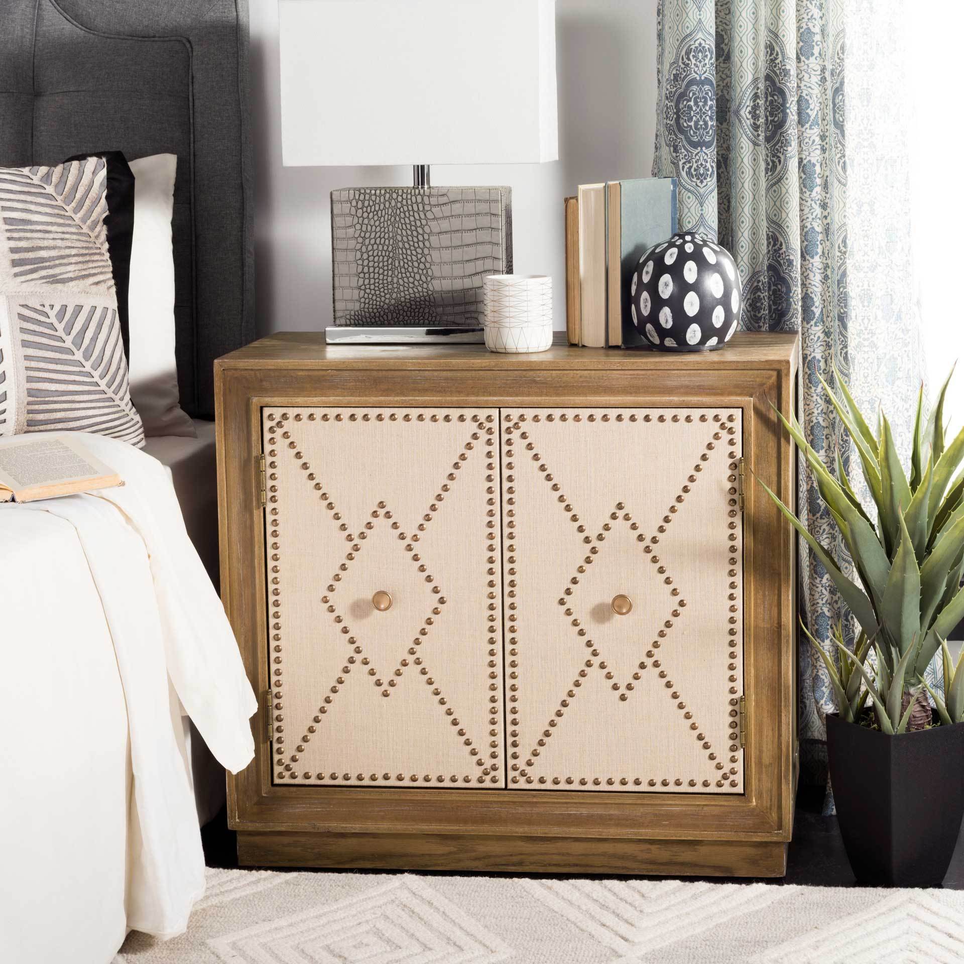 Erabella 2 Door Chest Oak Linen/Copper/Mirror - Image 5