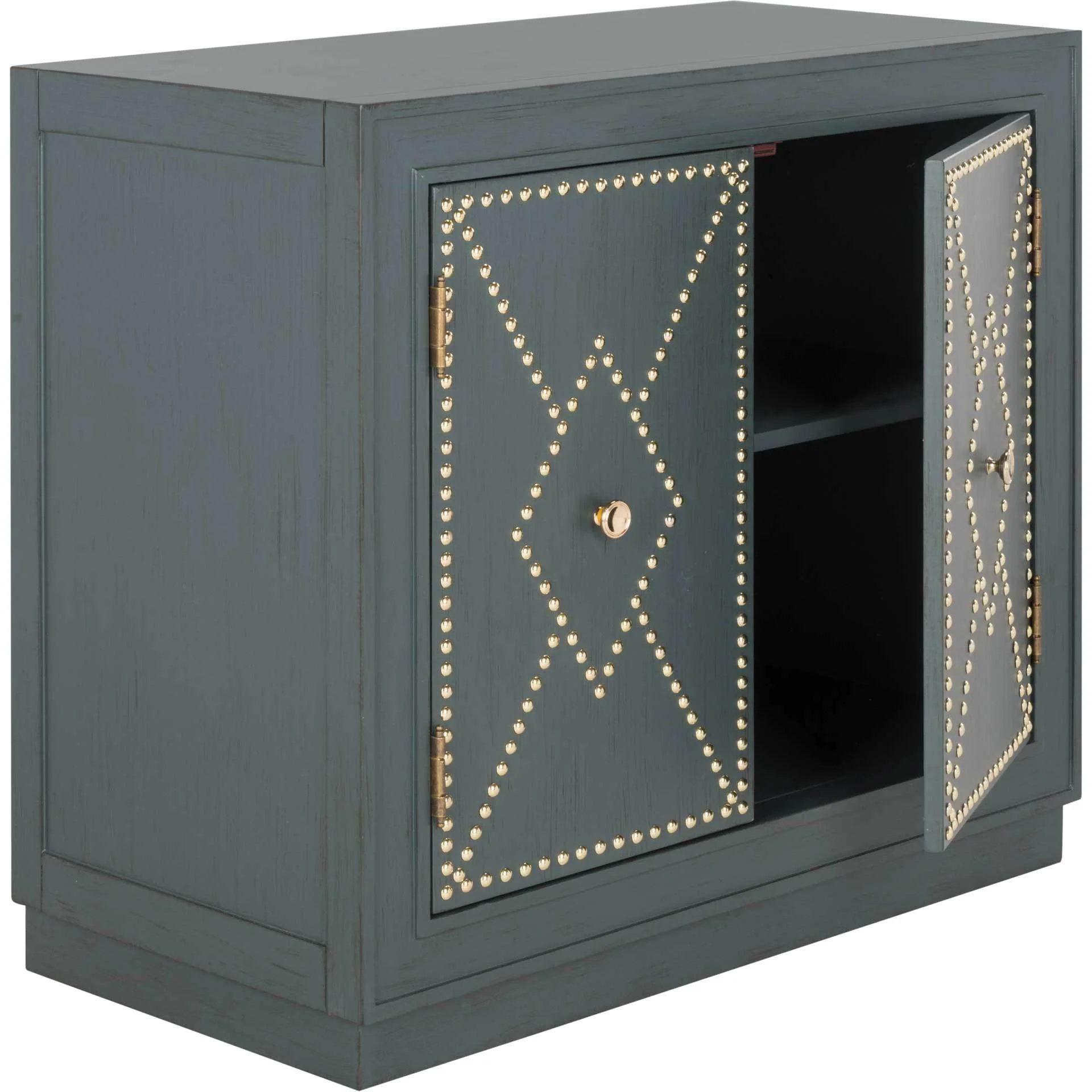 Erabella 2 Door Chest Steel Teal Linen/Gold/Mirror - Image 2