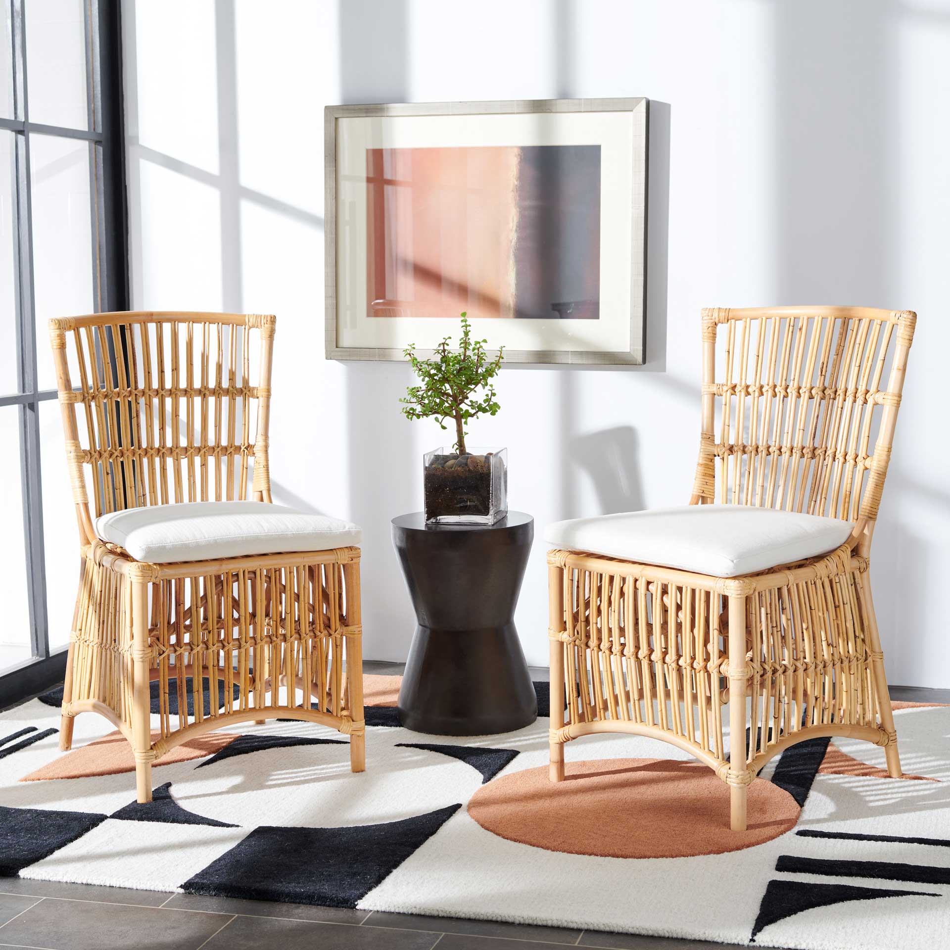 Erapel Rattan Accent Chair Natural/White (Set of 2) - Image 8