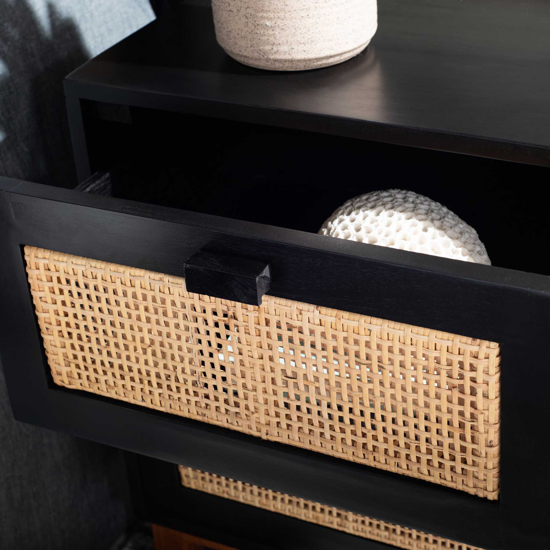 Erin 2 Drawer Nightstand Black/Natural - Image 7