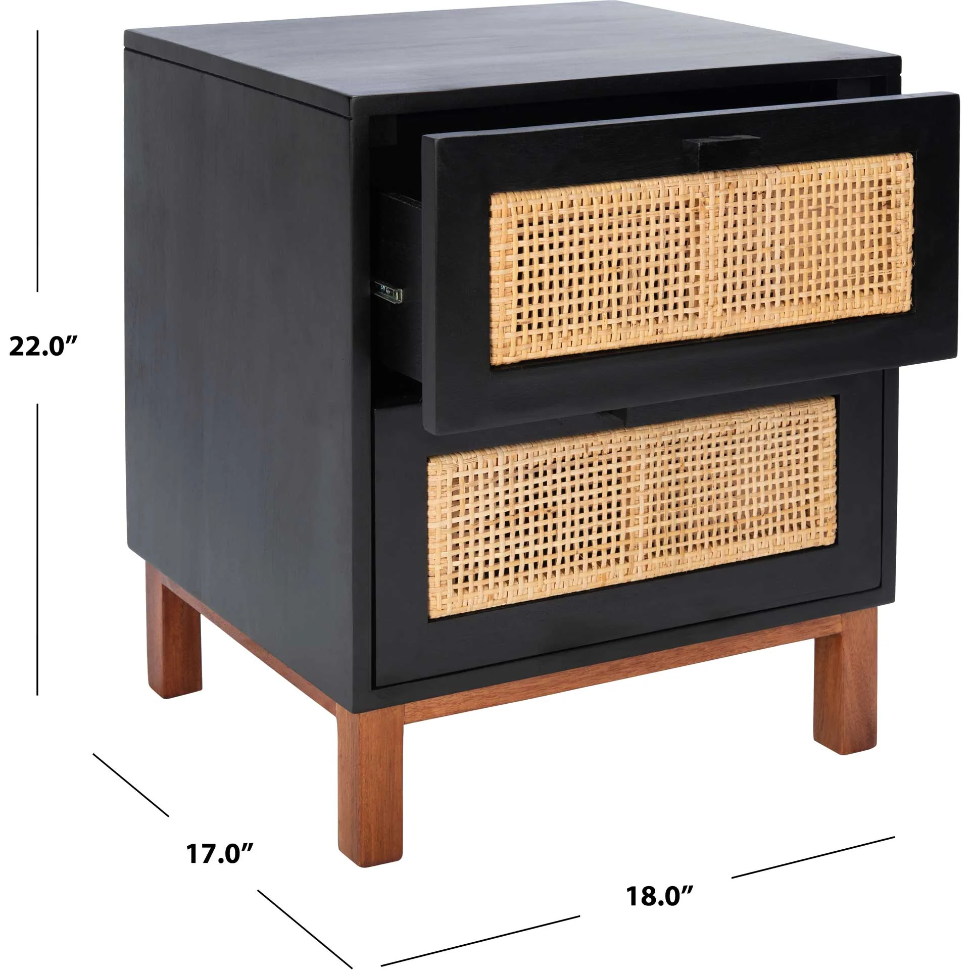 Erin 2 Drawer Nightstand Black/Natural - Image 9