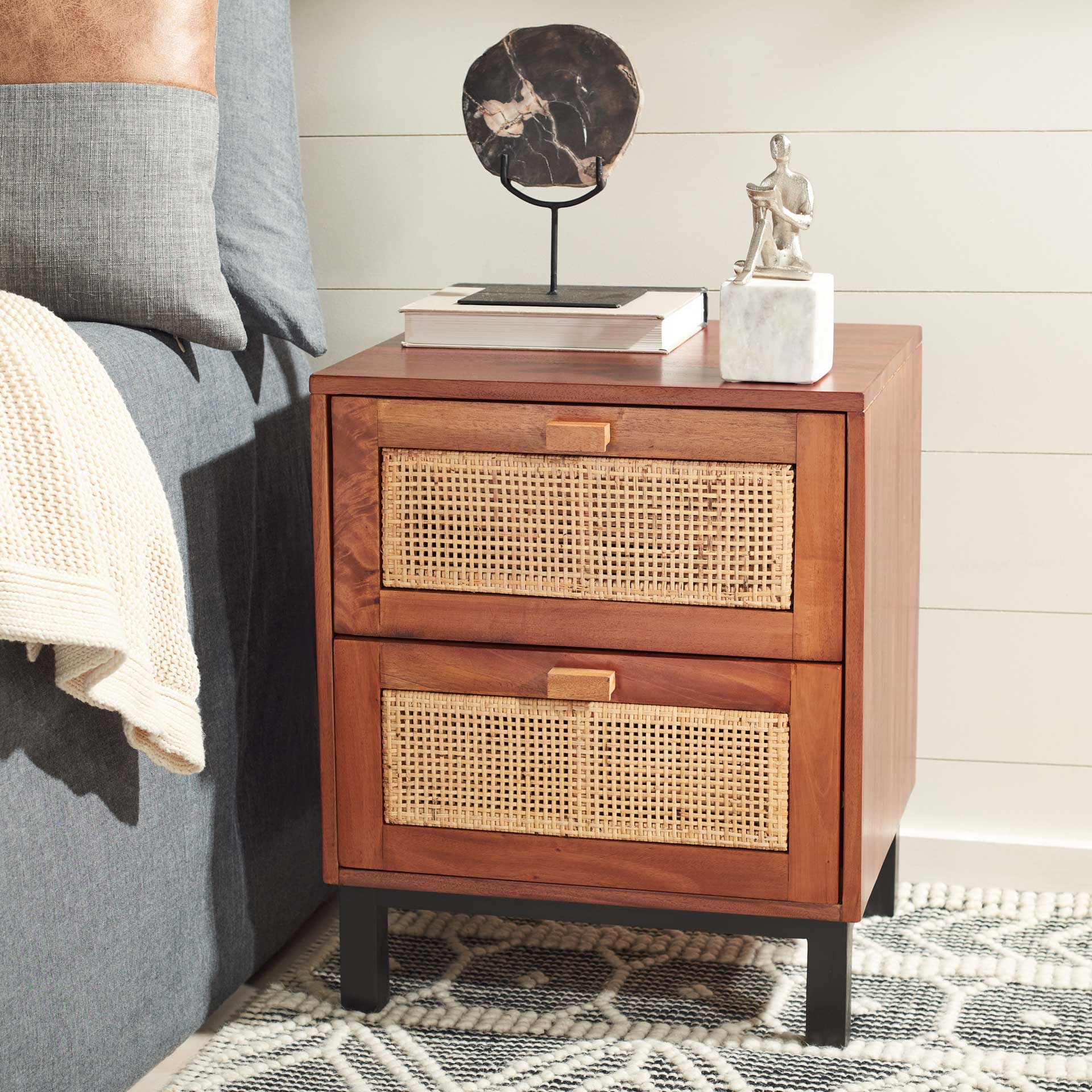 Erin 2 Drawer Nightstand Natural/Black - Image 8