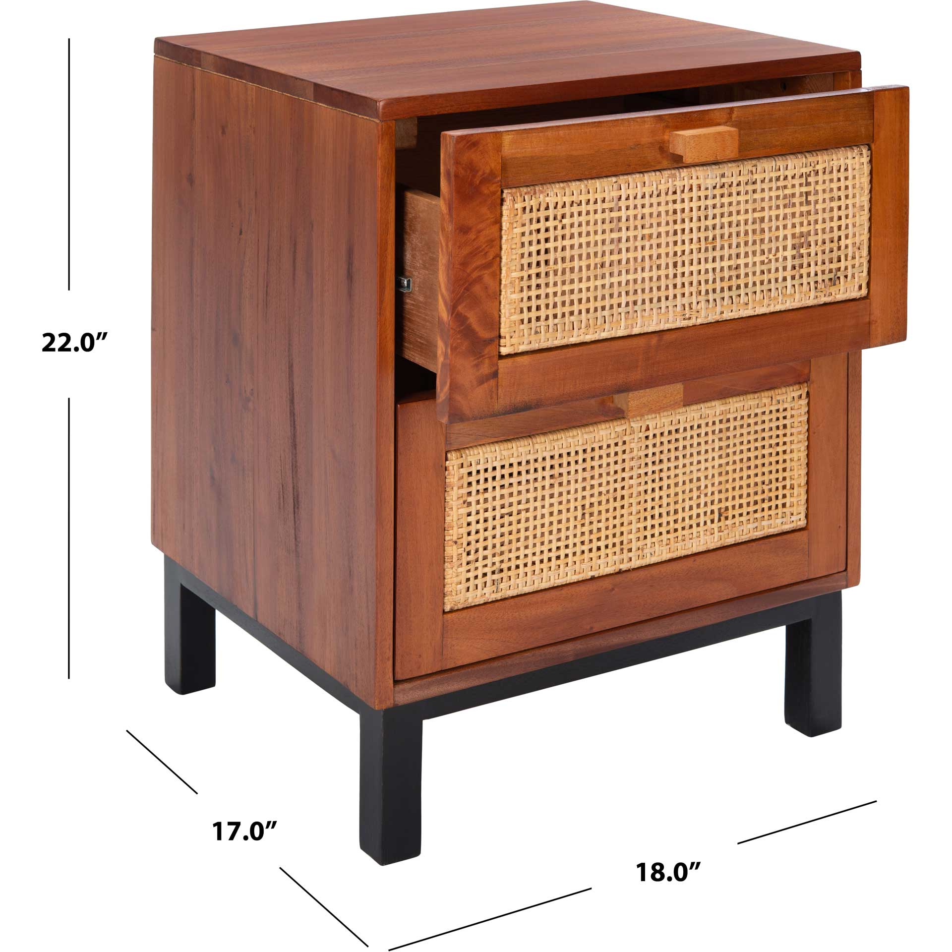 Erin 2 Drawer Nightstand Natural/Black - Image 9