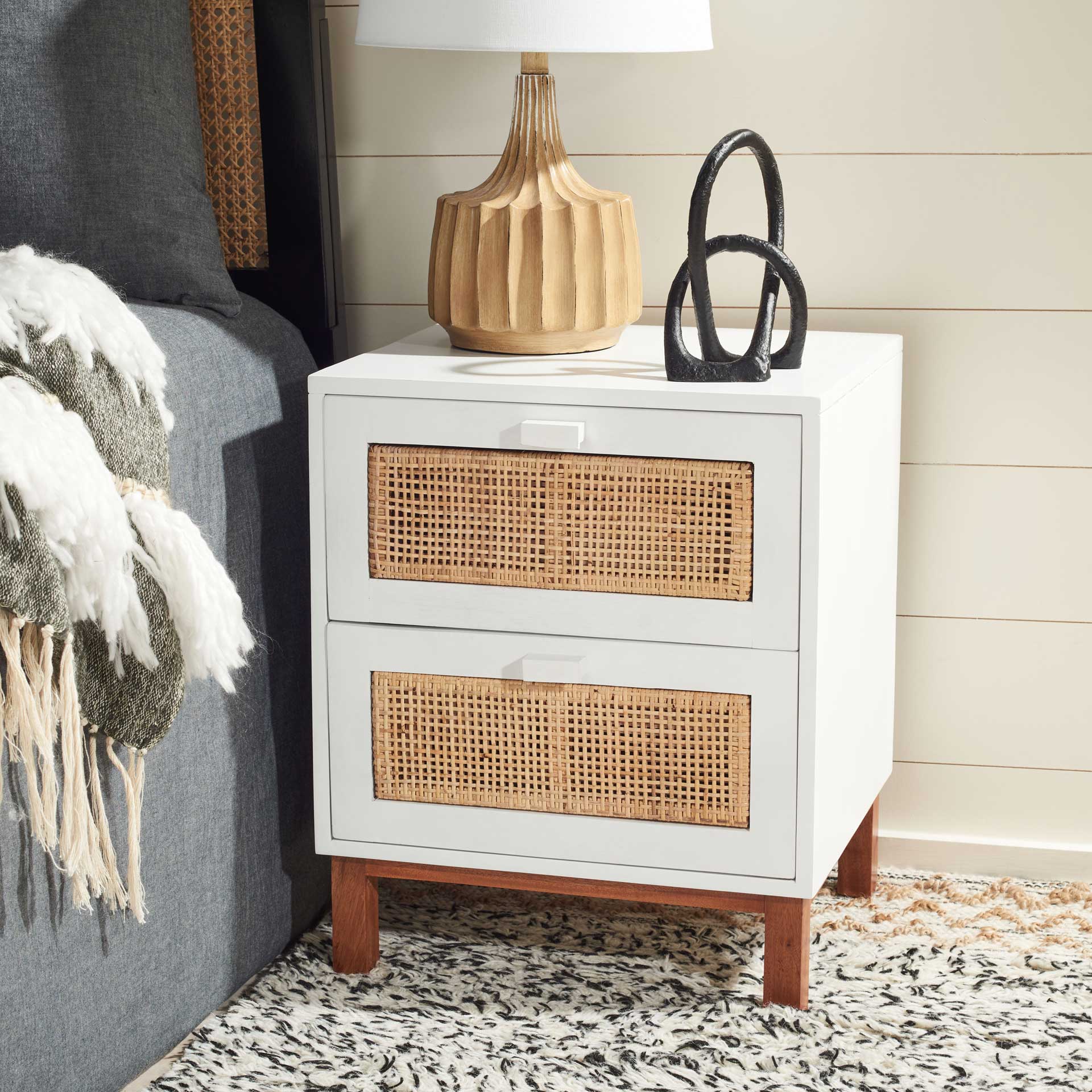 Erin 2 Drawer Nightstand White/Natural - Image 8