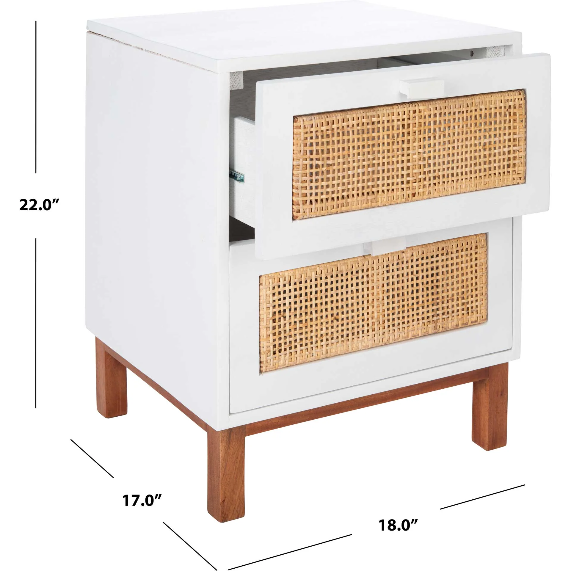 Erin 2 Drawer Nightstand White/Natural - Image 9