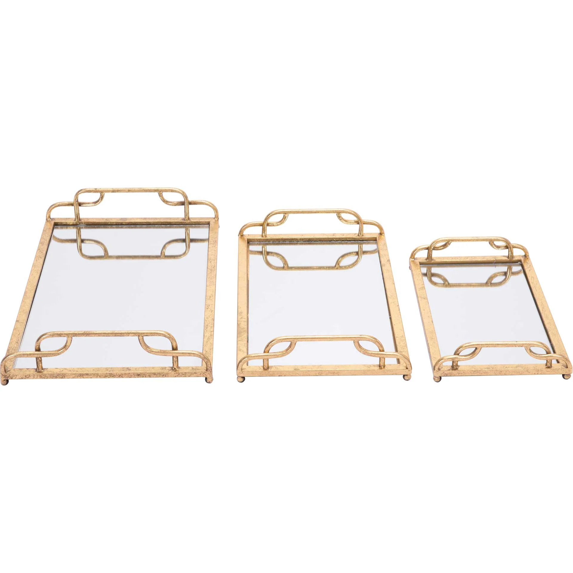 Eris Mirrored Tray Gold (Set of 3) - Image 2