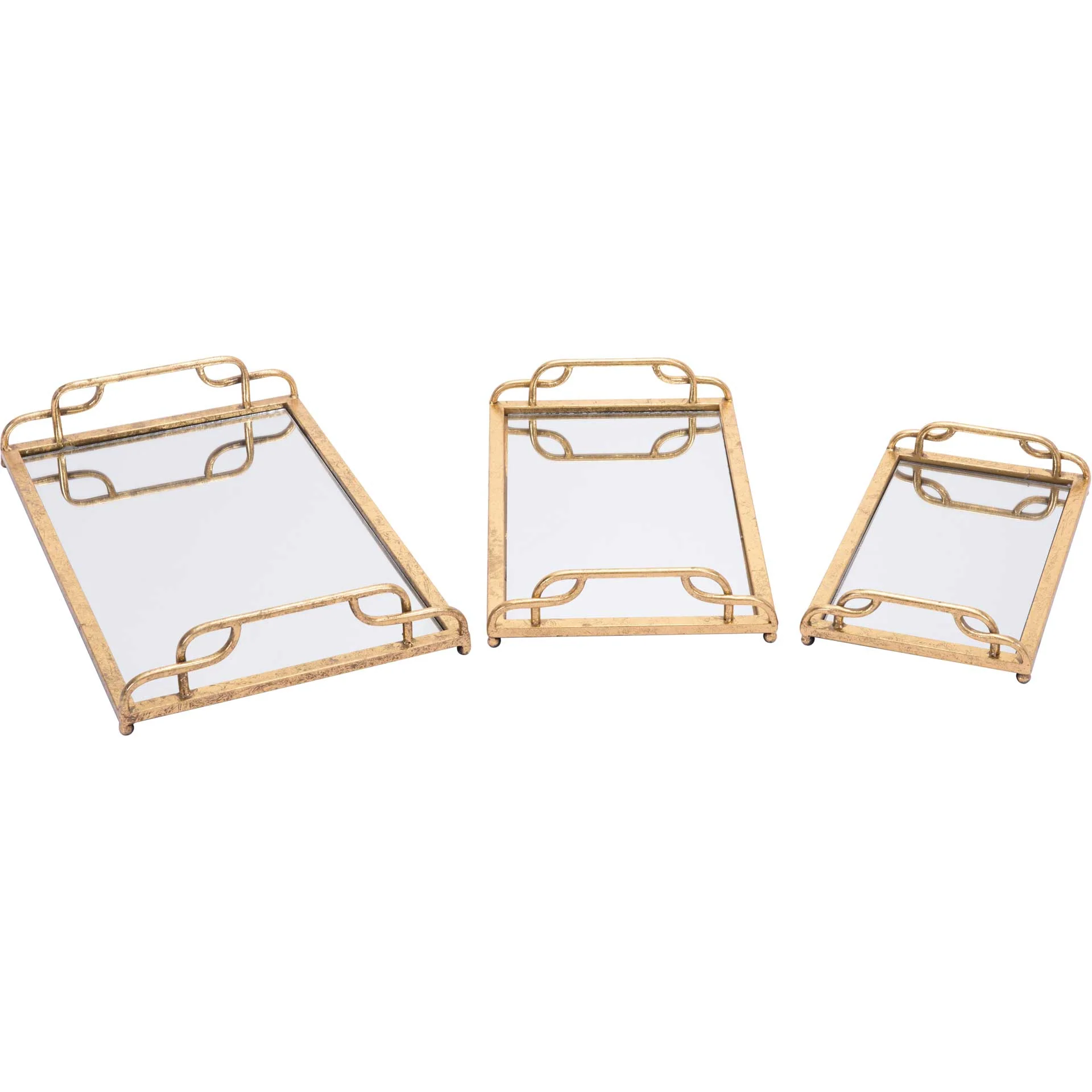 Eris Mirrored Tray Gold (Set of 3) - Image 3