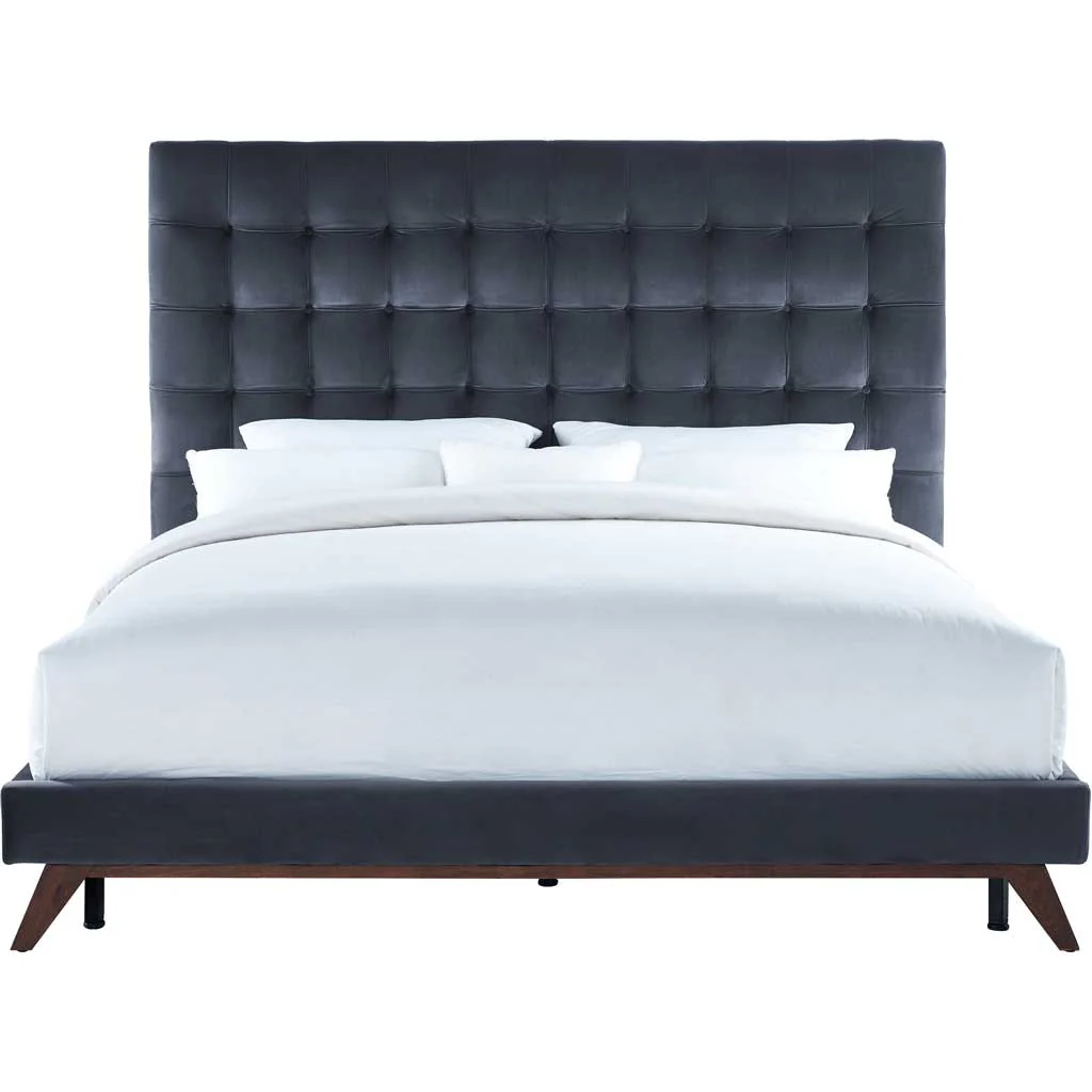Ermont Velvet Bed Gray - Image 2