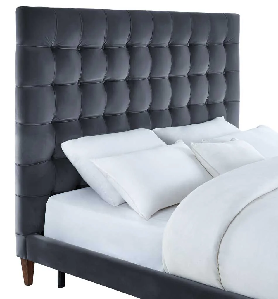 Ermont Velvet Bed Gray - Image 4