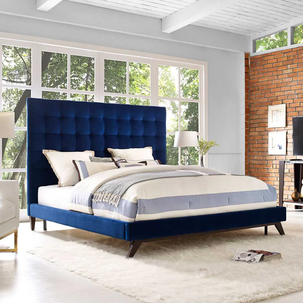 Ermont Velvet Bed Navy - Image 6