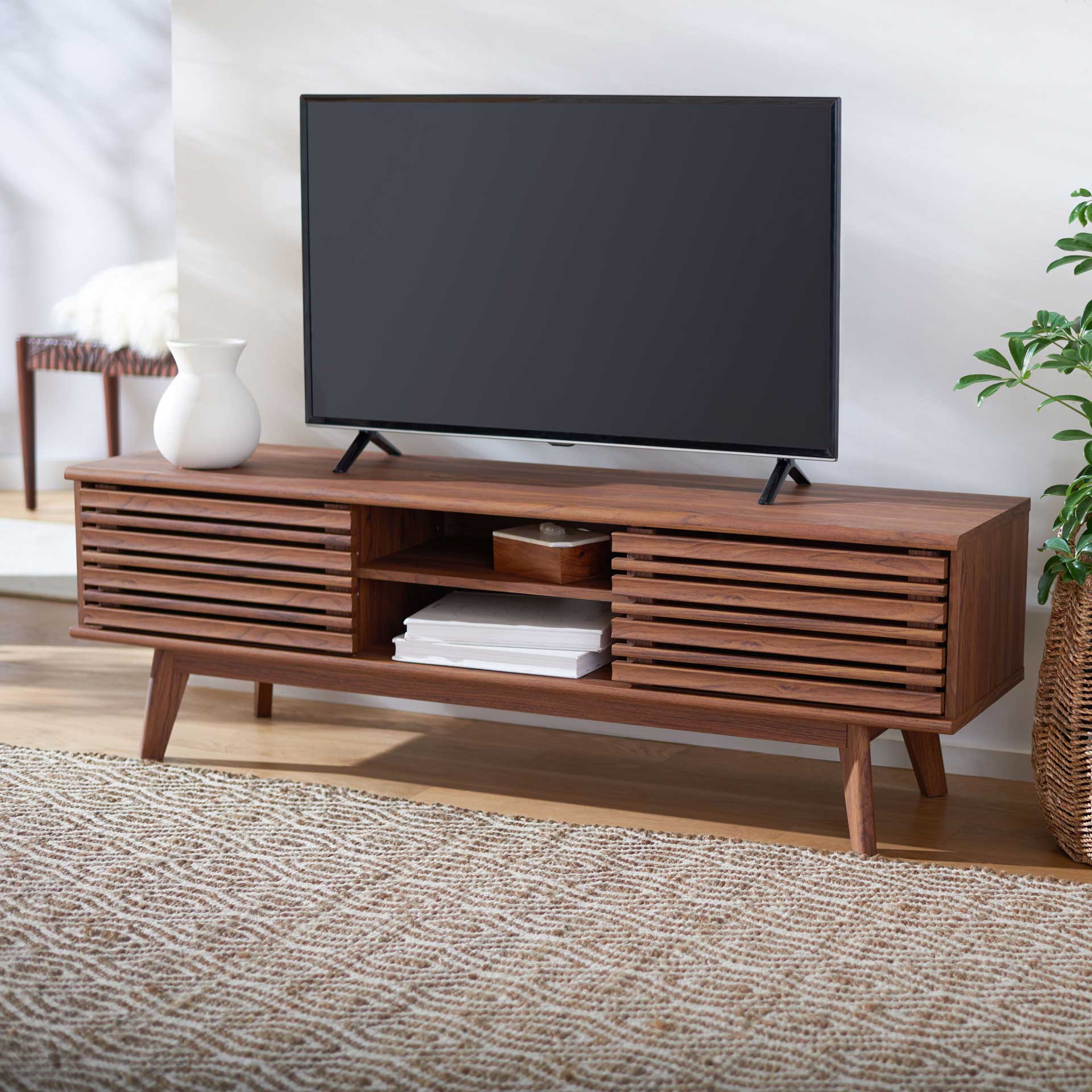 Esme 2 Shelf Media Stand Walnut - Image 8