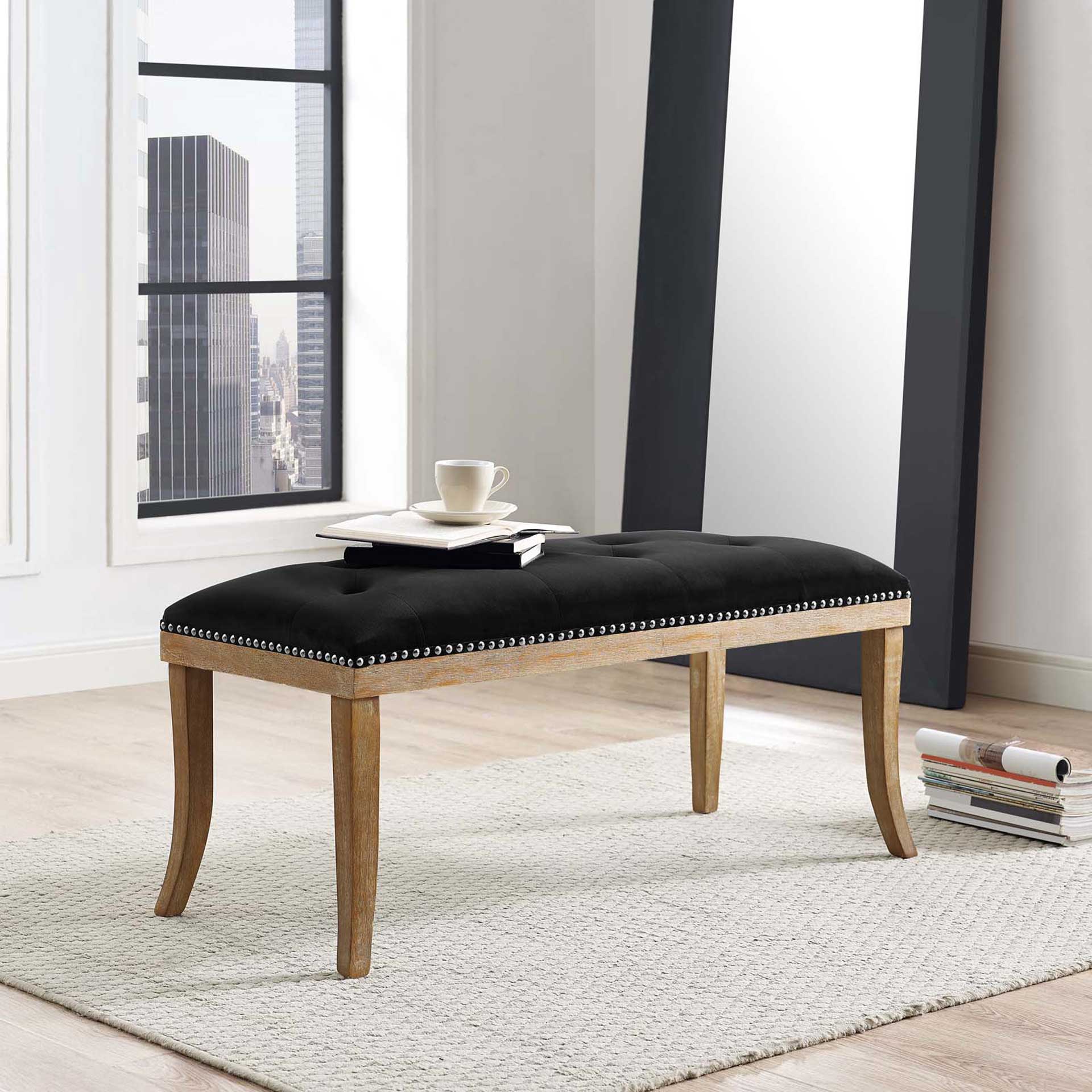 Esmeralda Velvet Bench Black - Image 4