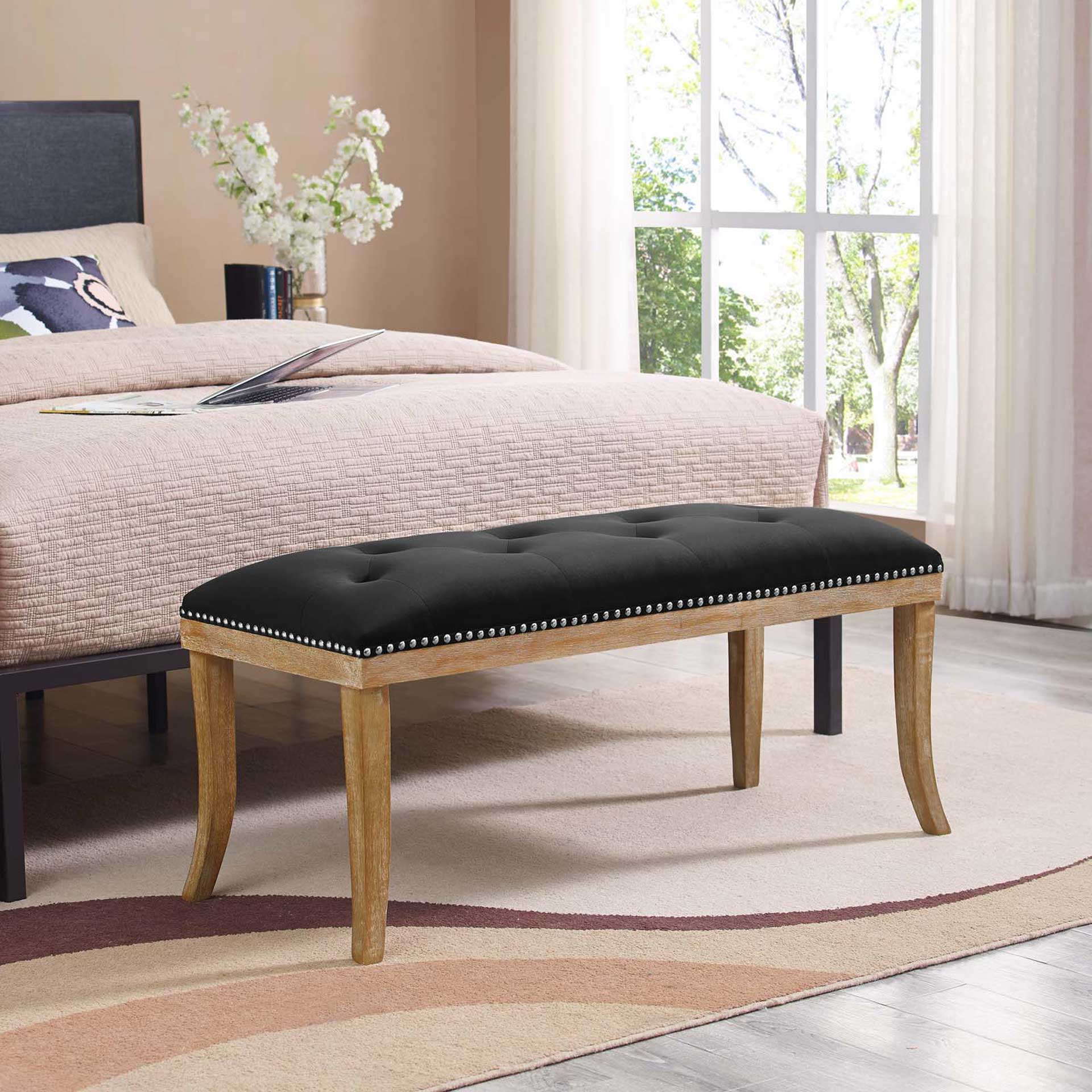 Esmeralda Velvet Bench Black - Image 5