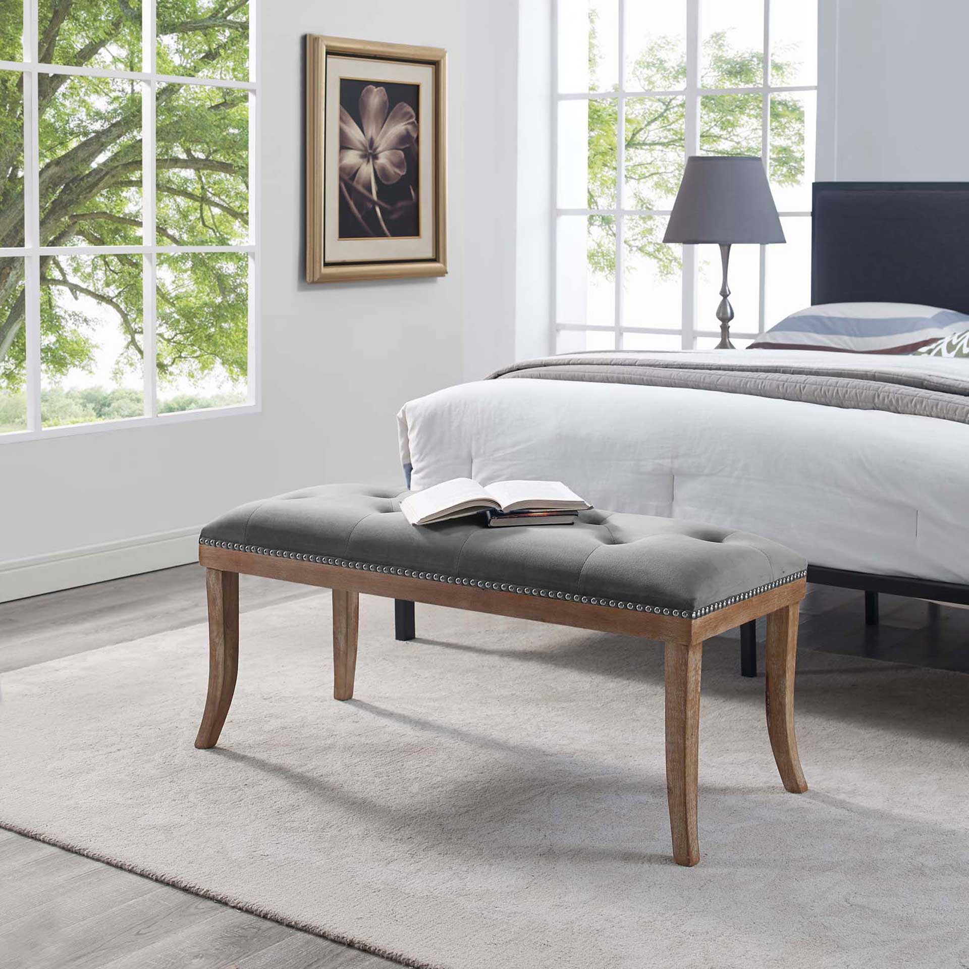 Esmeralda Velvet Bench Gray - Image 5
