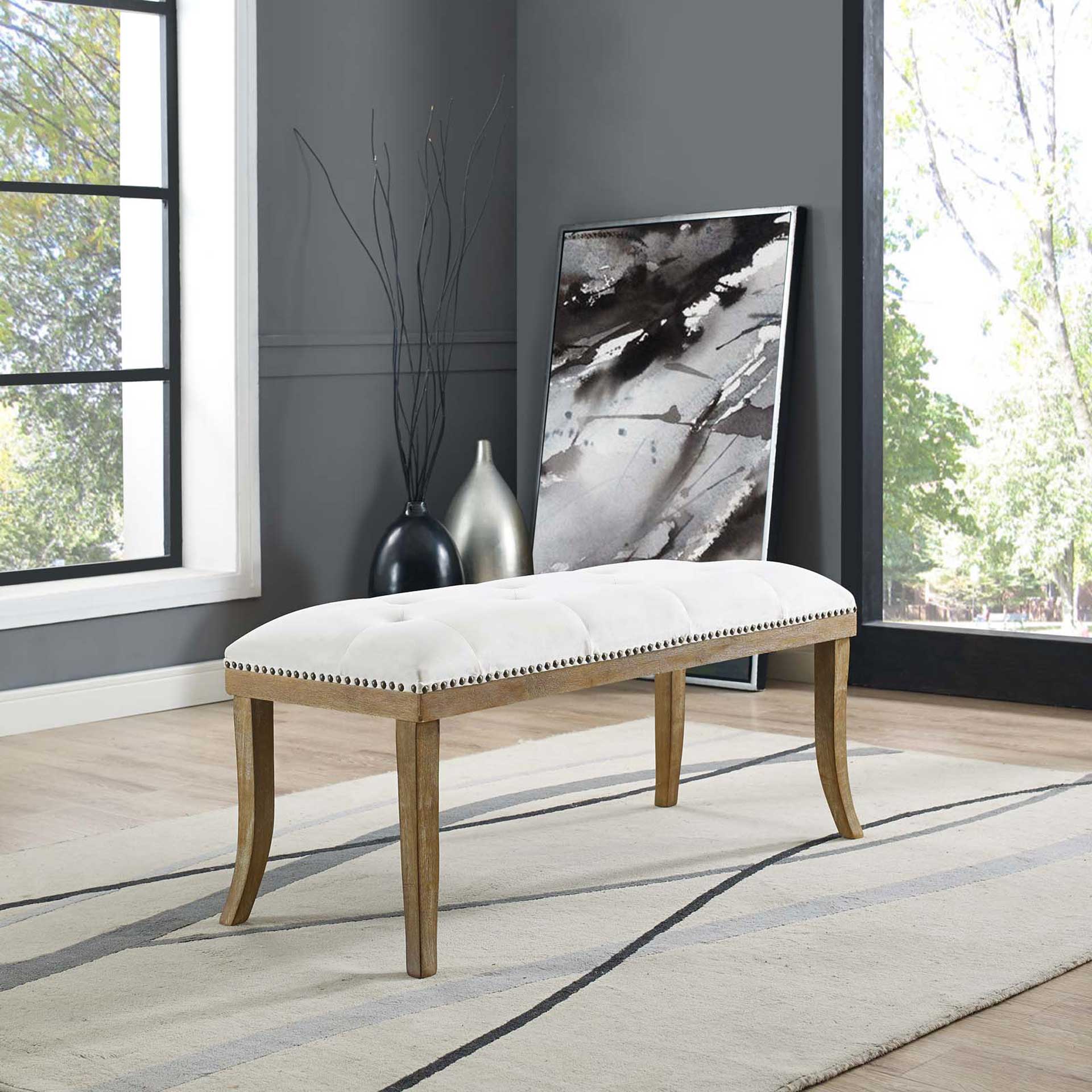 Esmeralda Velvet Bench Ivory - Image 4