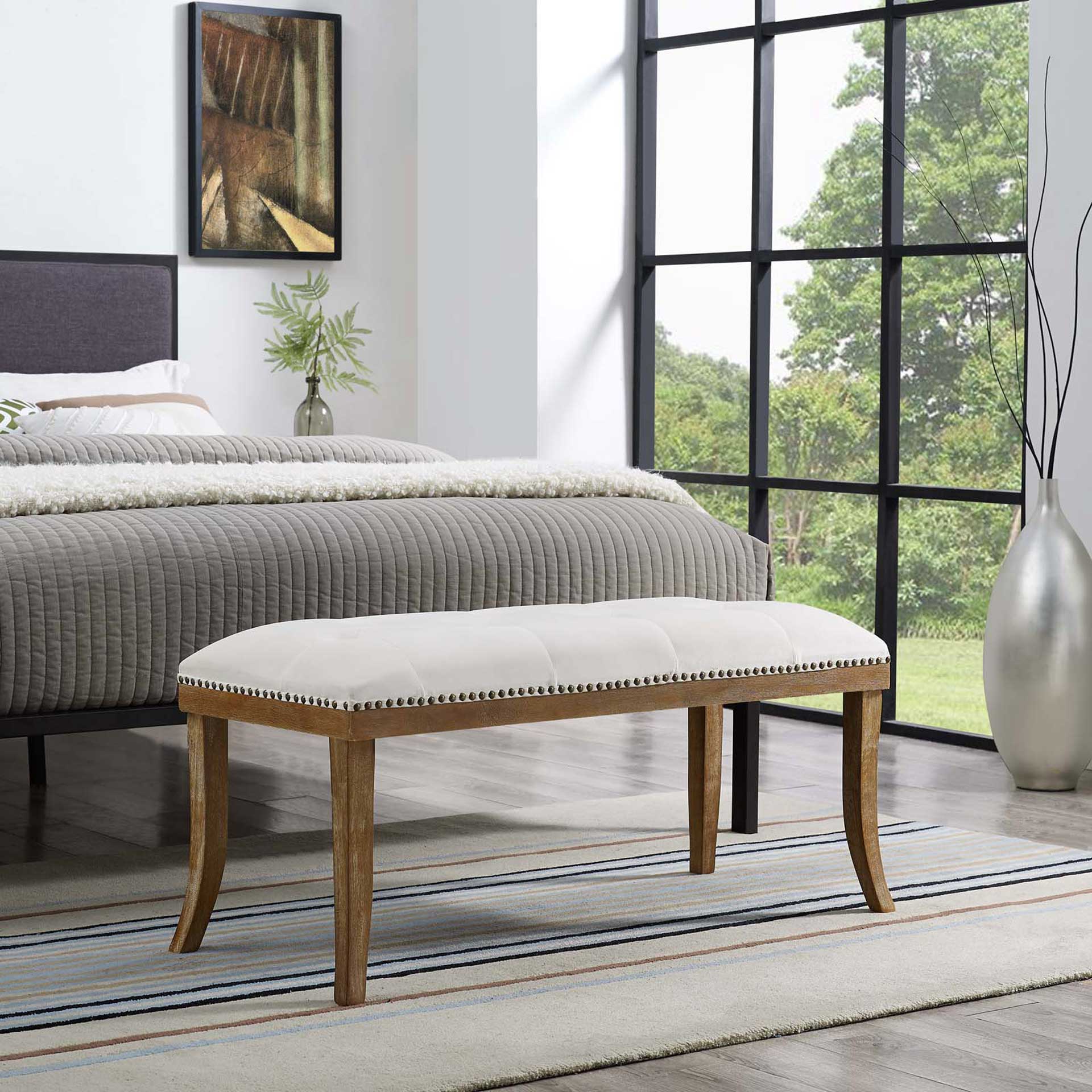 Esmeralda Velvet Bench Ivory - Image 5