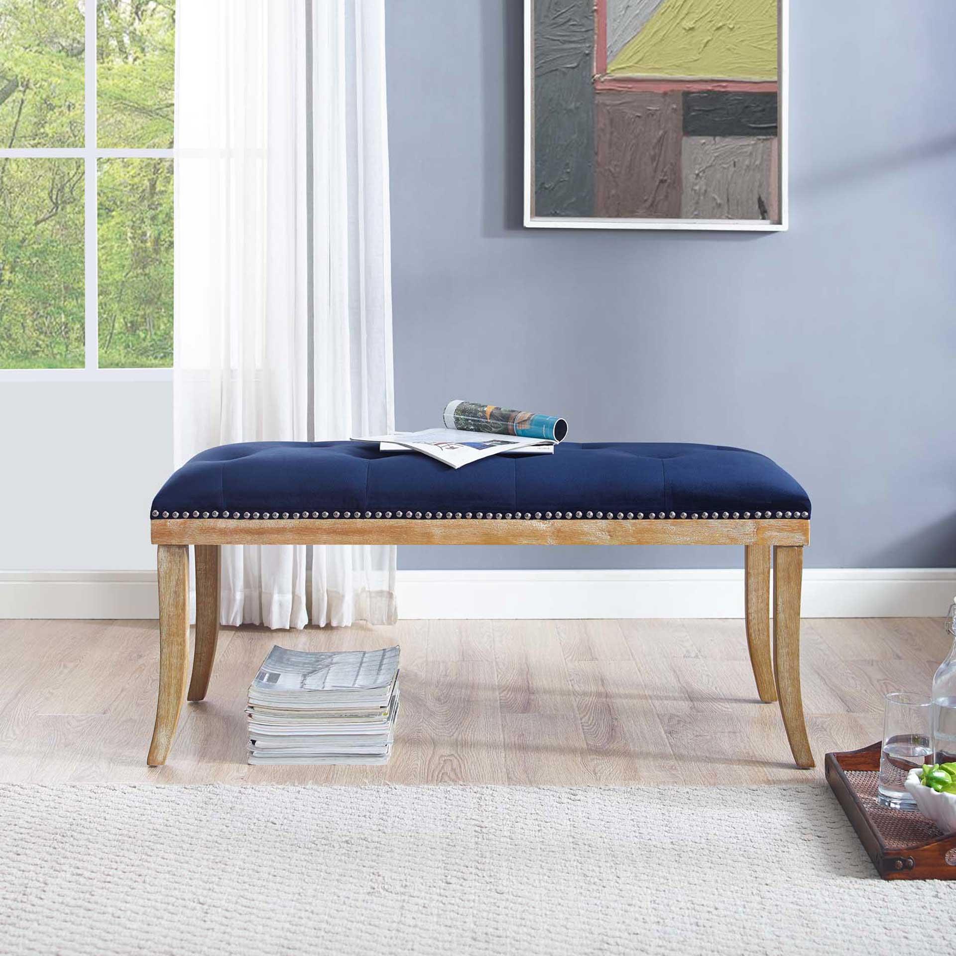 Esmeralda Velvet Bench Navy - Image 4