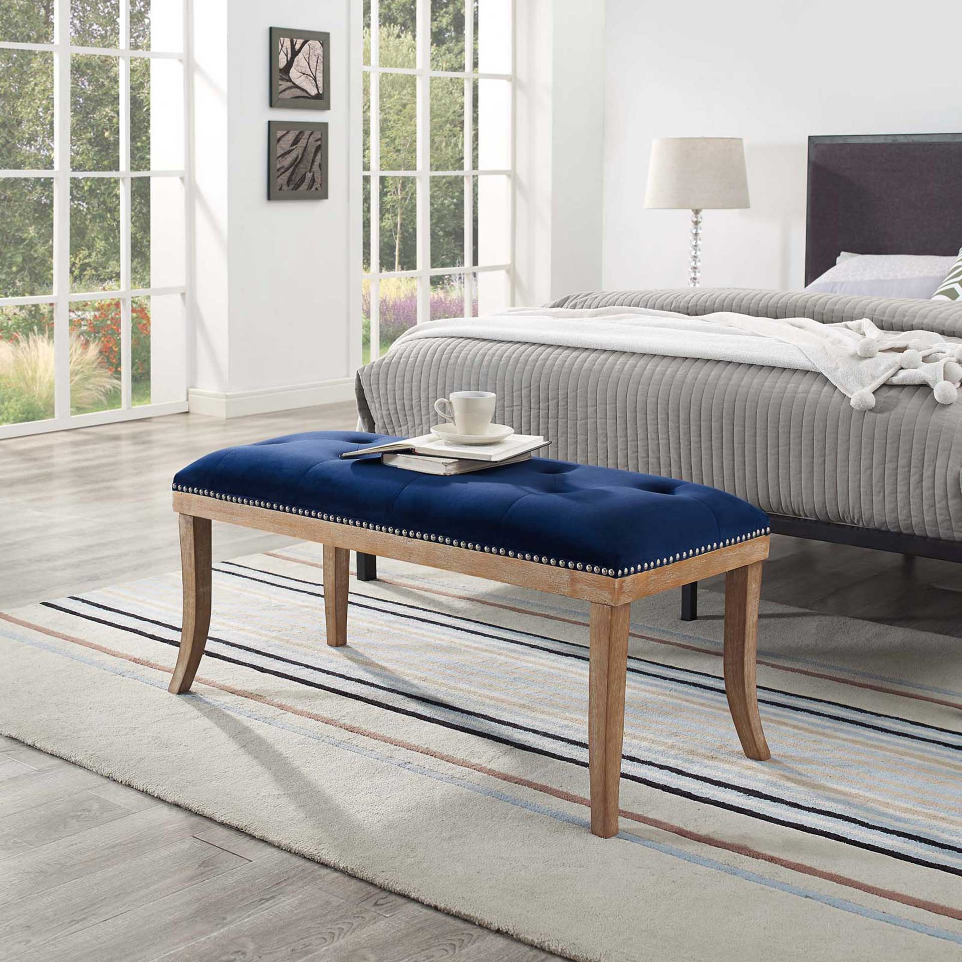 Esmeralda Velvet Bench Navy - Image 5