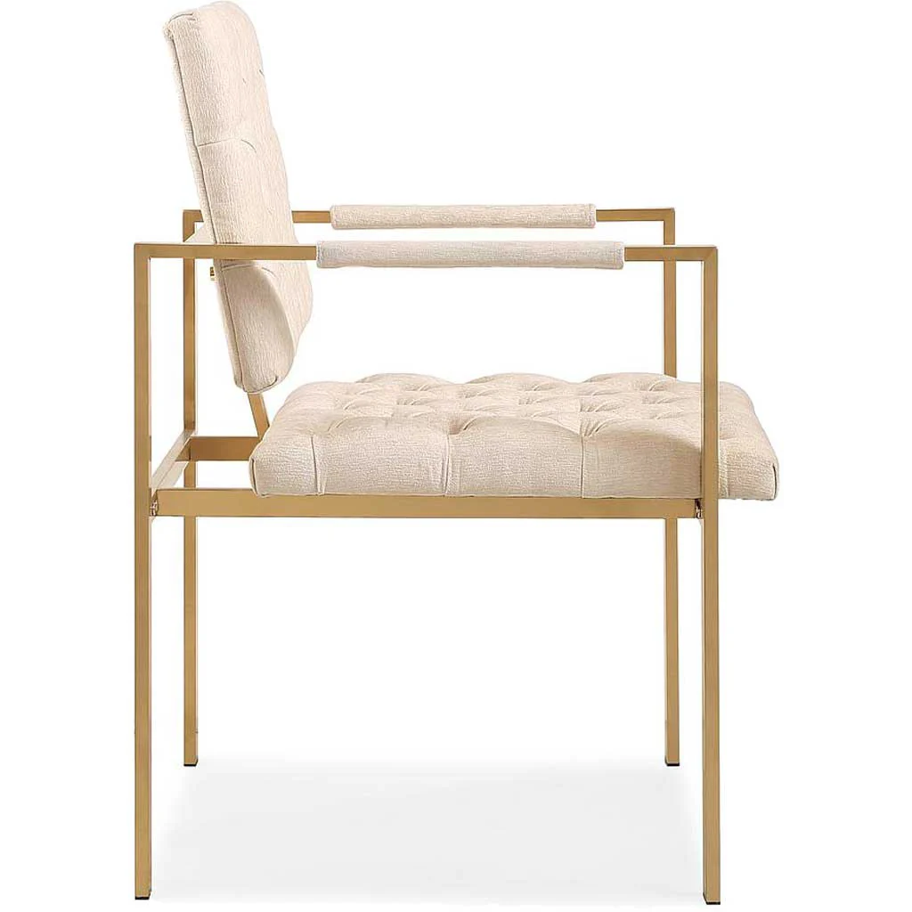 Essex Cream Velvet Chair Gold - Image 2