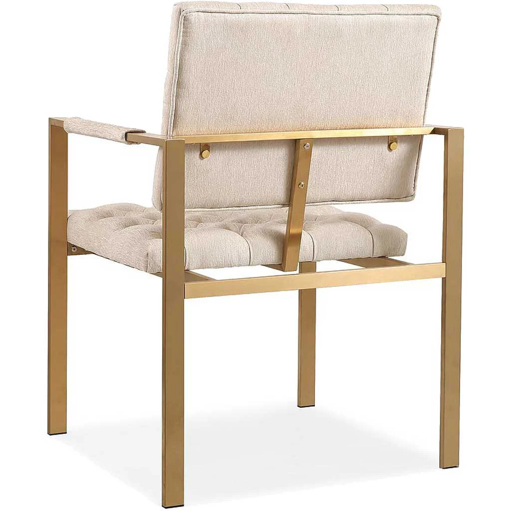 Essex Cream Velvet Chair Gold - Image 3