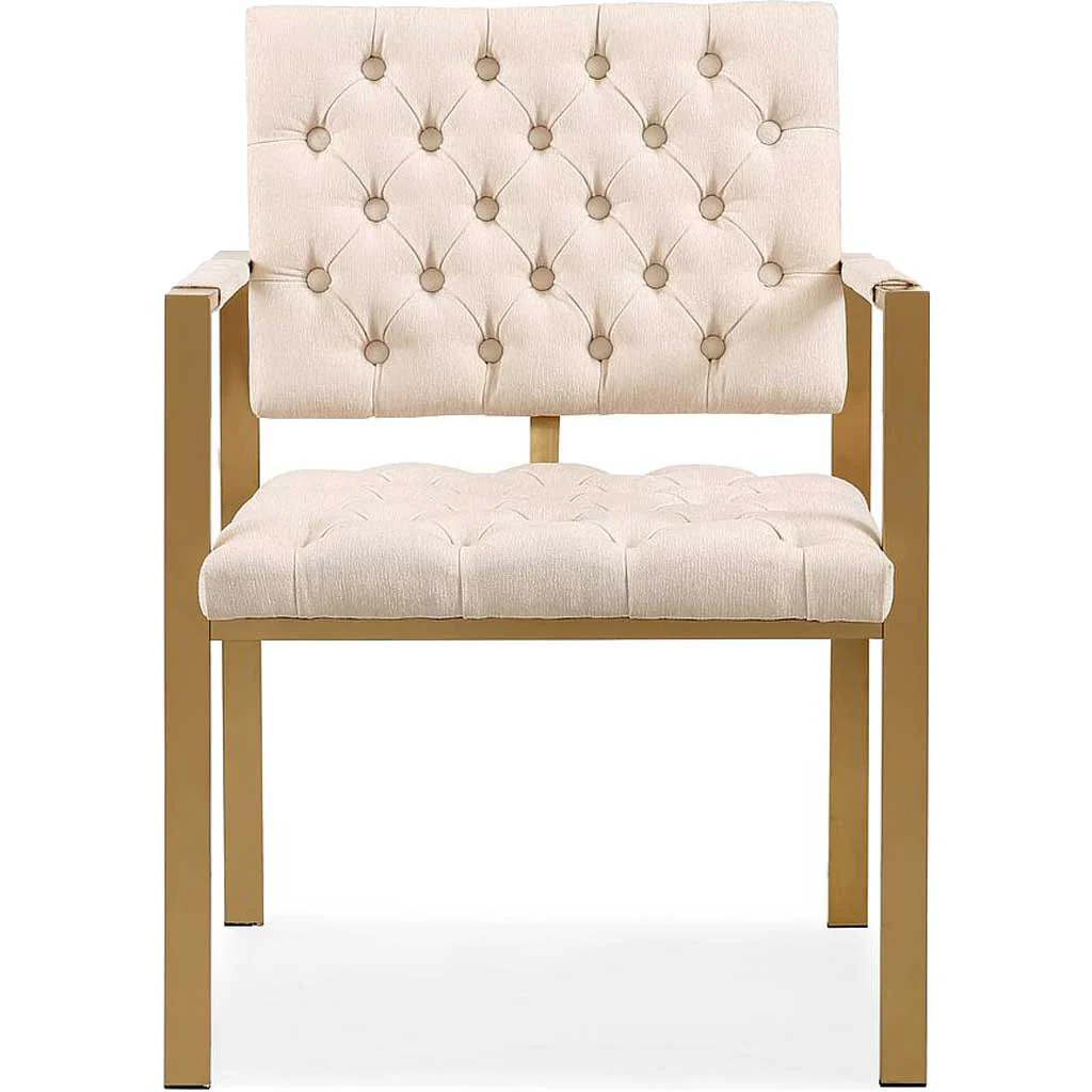 Essex Cream Velvet Chair Gold - Image 4